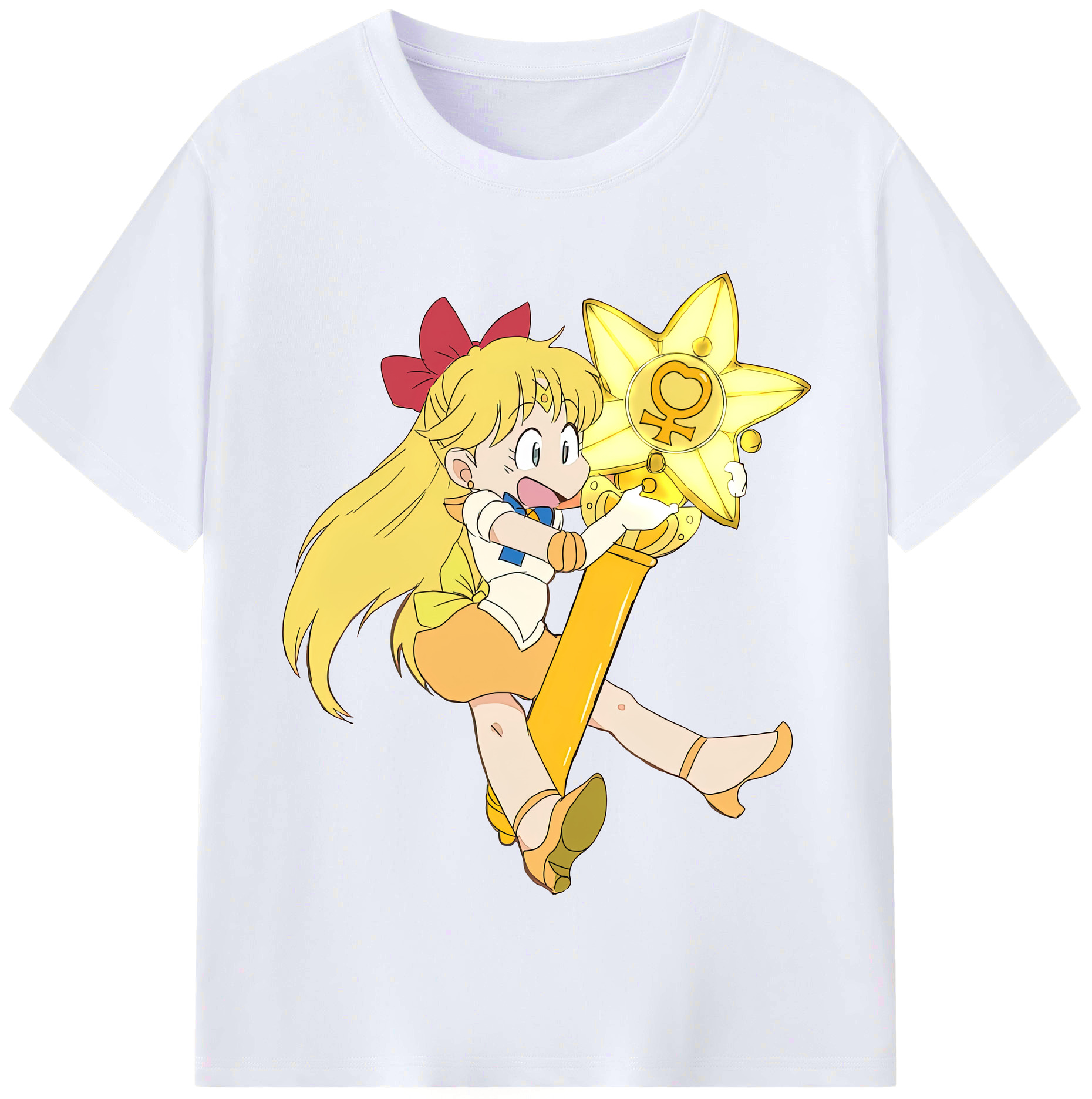 （画像用） 美少女戦士セーラームーン 愛野 美奈子 あいの みなこ Sailor Moon Aino Minako レディースカジュアルプリントTシャツ（綿100％）