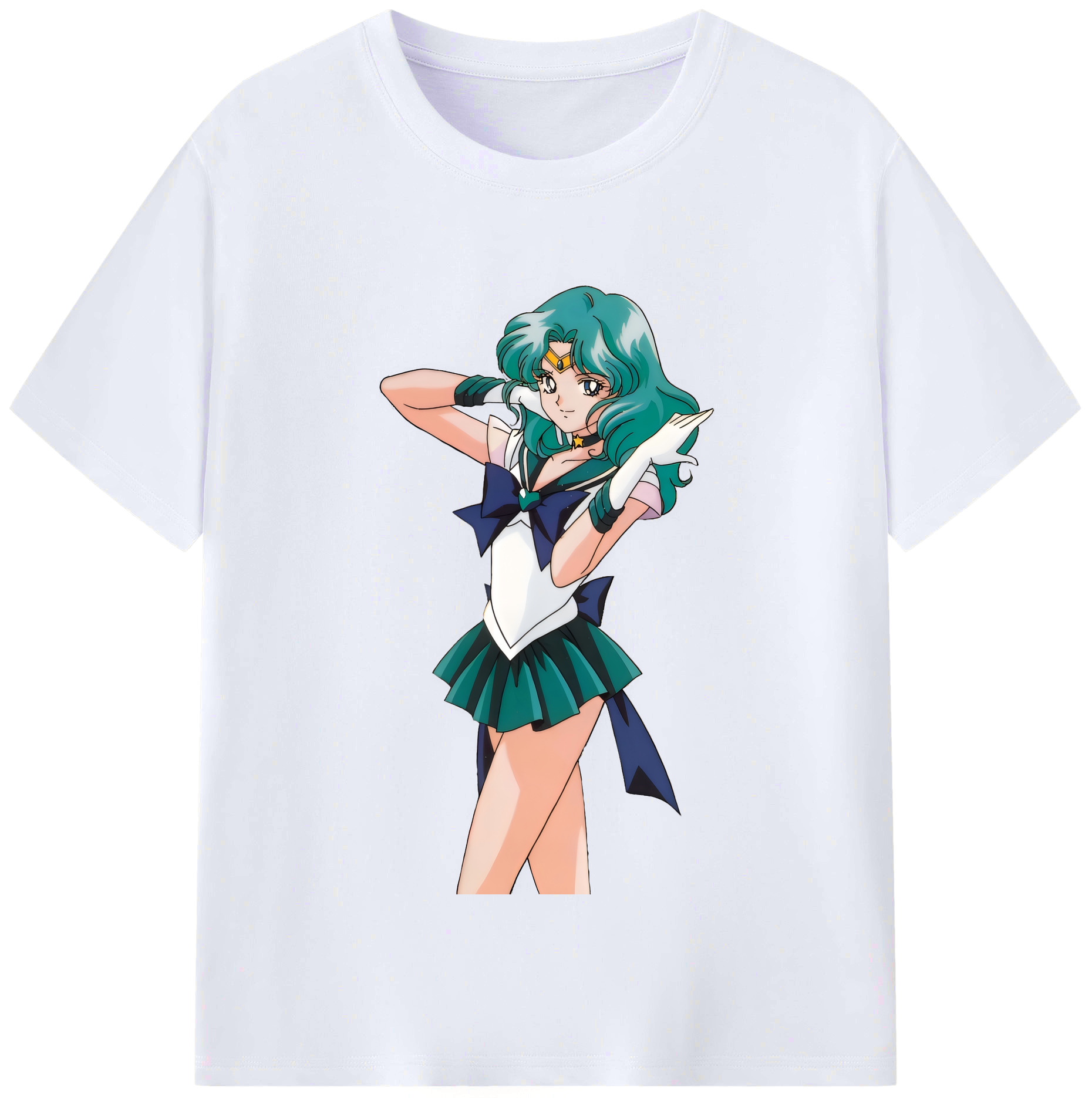 （画像用） 美少女戦士セーラームーン 海王 みちる（かいおう みちる） Sailor Moon Kaiou Michiru レディースカジュアルプリントTシャツ（綿100％）