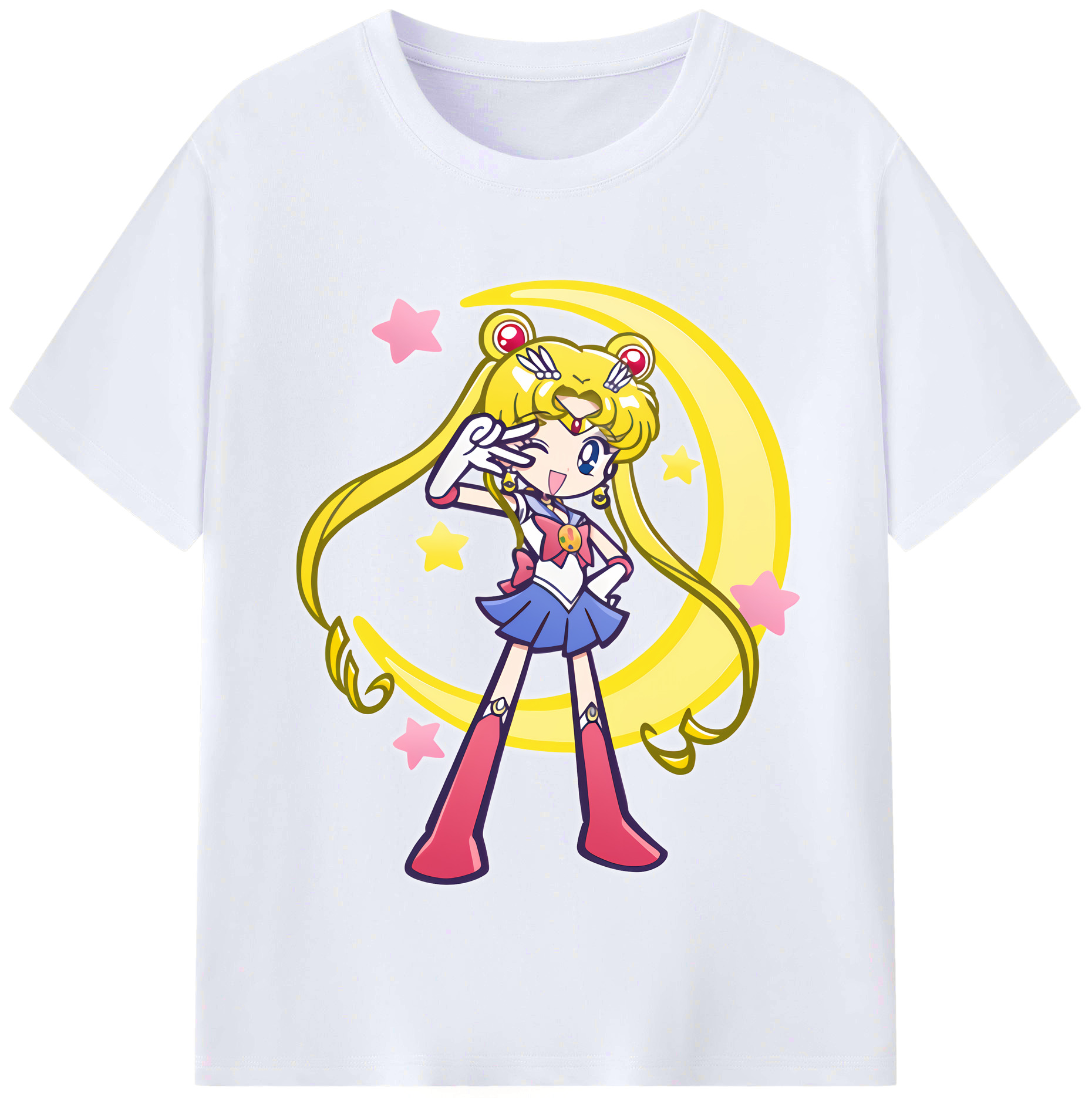 （画像用） 美少女戦士セーラームーン 月野 うさぎ つきの うさぎ Sailor Moon Tsukino Usagi レディースカジュアルプリントTシャツ（綿100％）