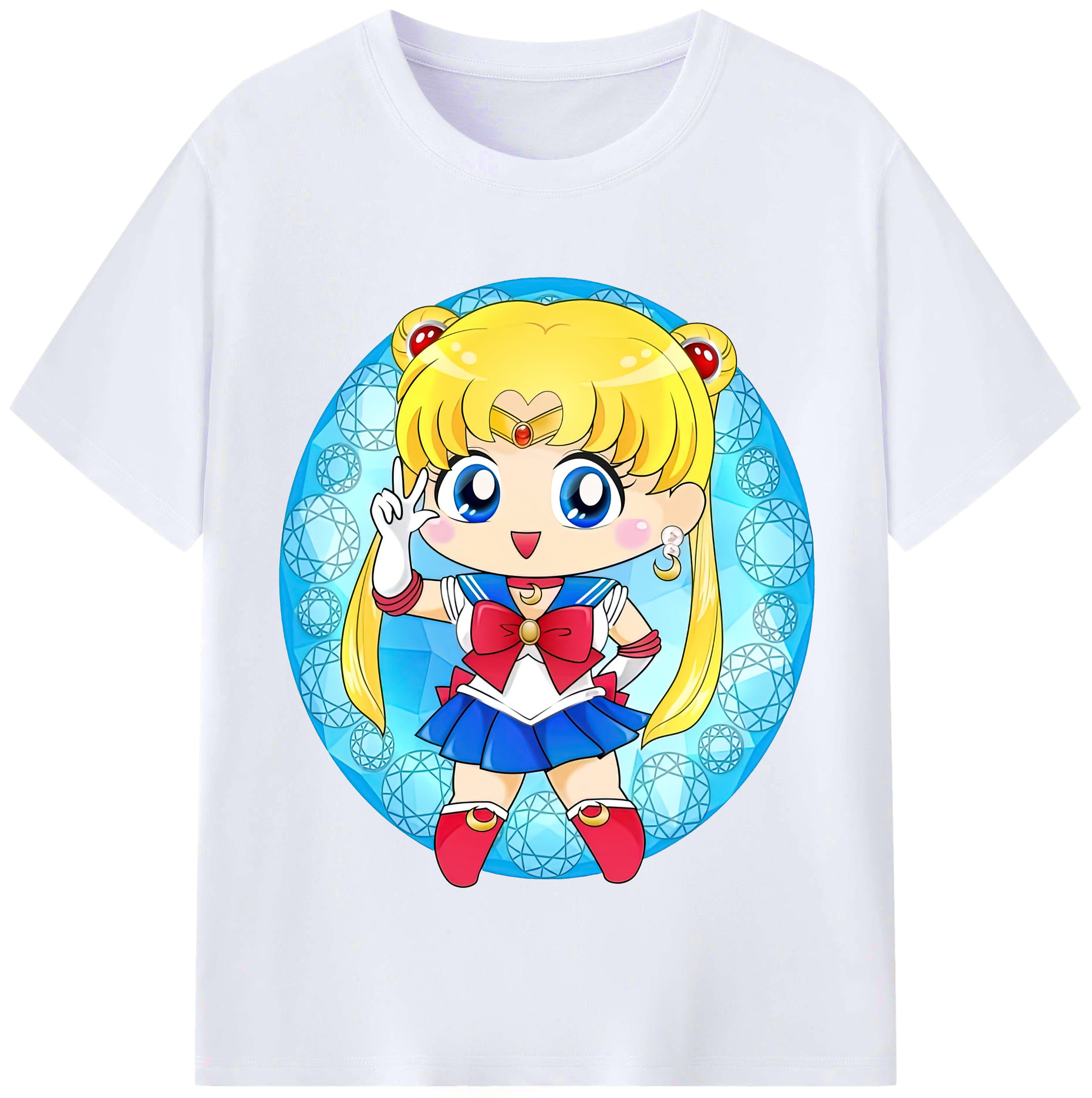 （画像用） 美少女戦士セーラームーン 月野 うさぎ つきの うさぎ Sailor Moon Tsukino Usagi レディースカジュアルプリントTシャツ（綿100％）
