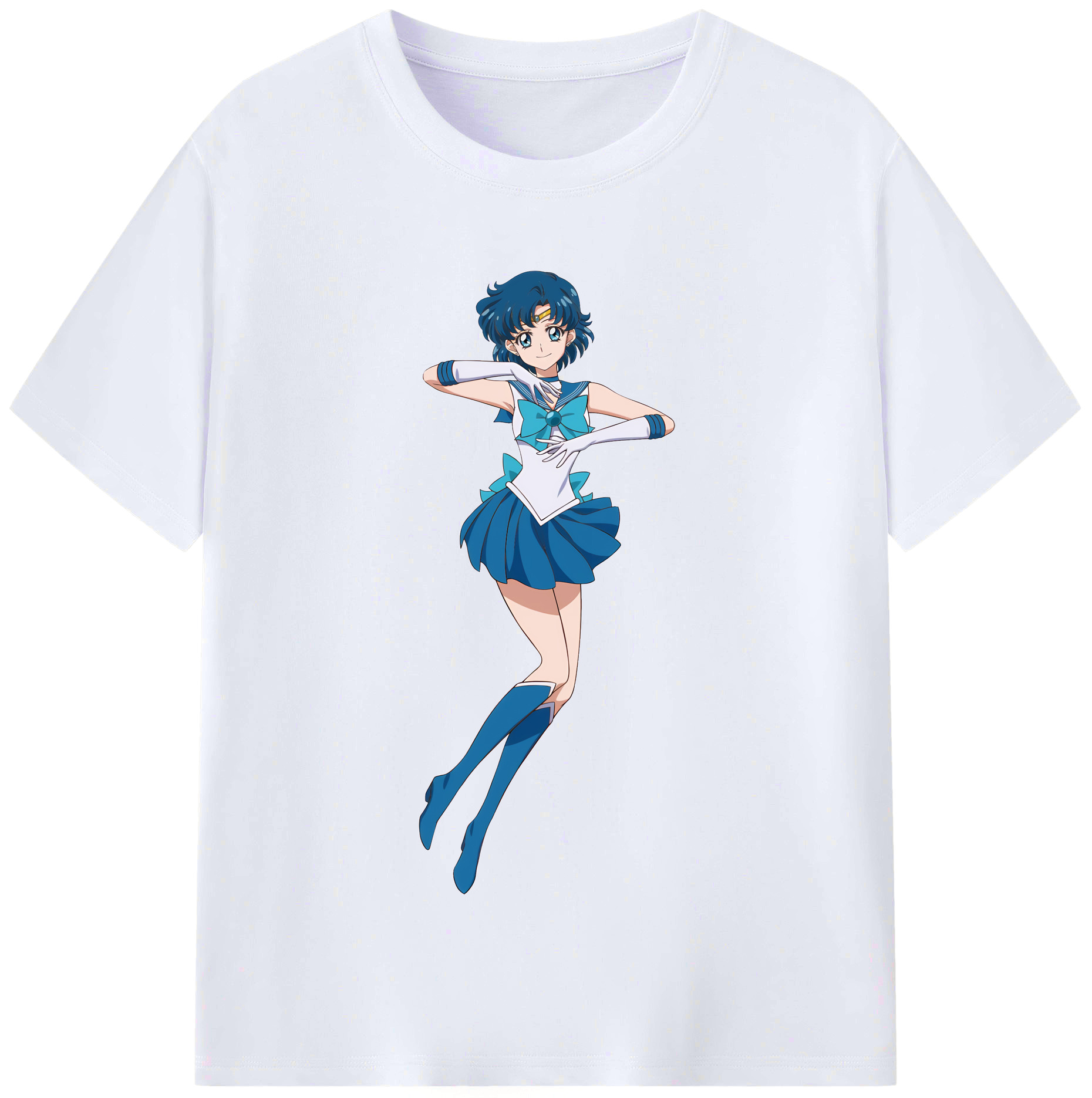 （画像用） 美少女戦士セーラームーン 水野 亜美 みずの あみ Sailor Moon Mizuno Ami レディースカジュアルプリントTシャツ（綿100％）