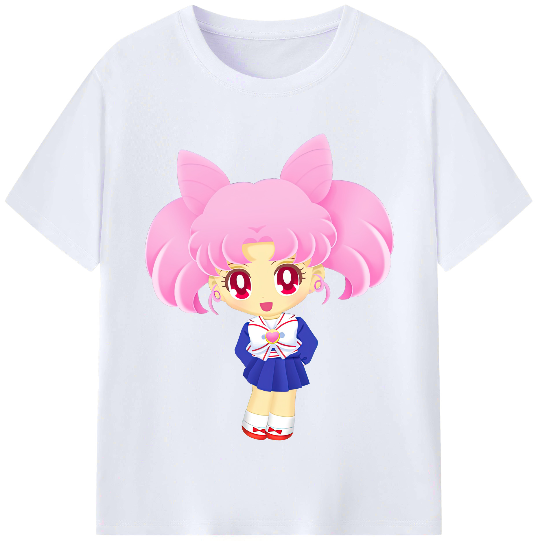 （画像用） 美少女戦士セーラームーン ちびうさ Sailor Moon Chibiusa Tsukino Usagi Small Lady Serenity レディースカジュアルプリントTシャツ（綿100％）