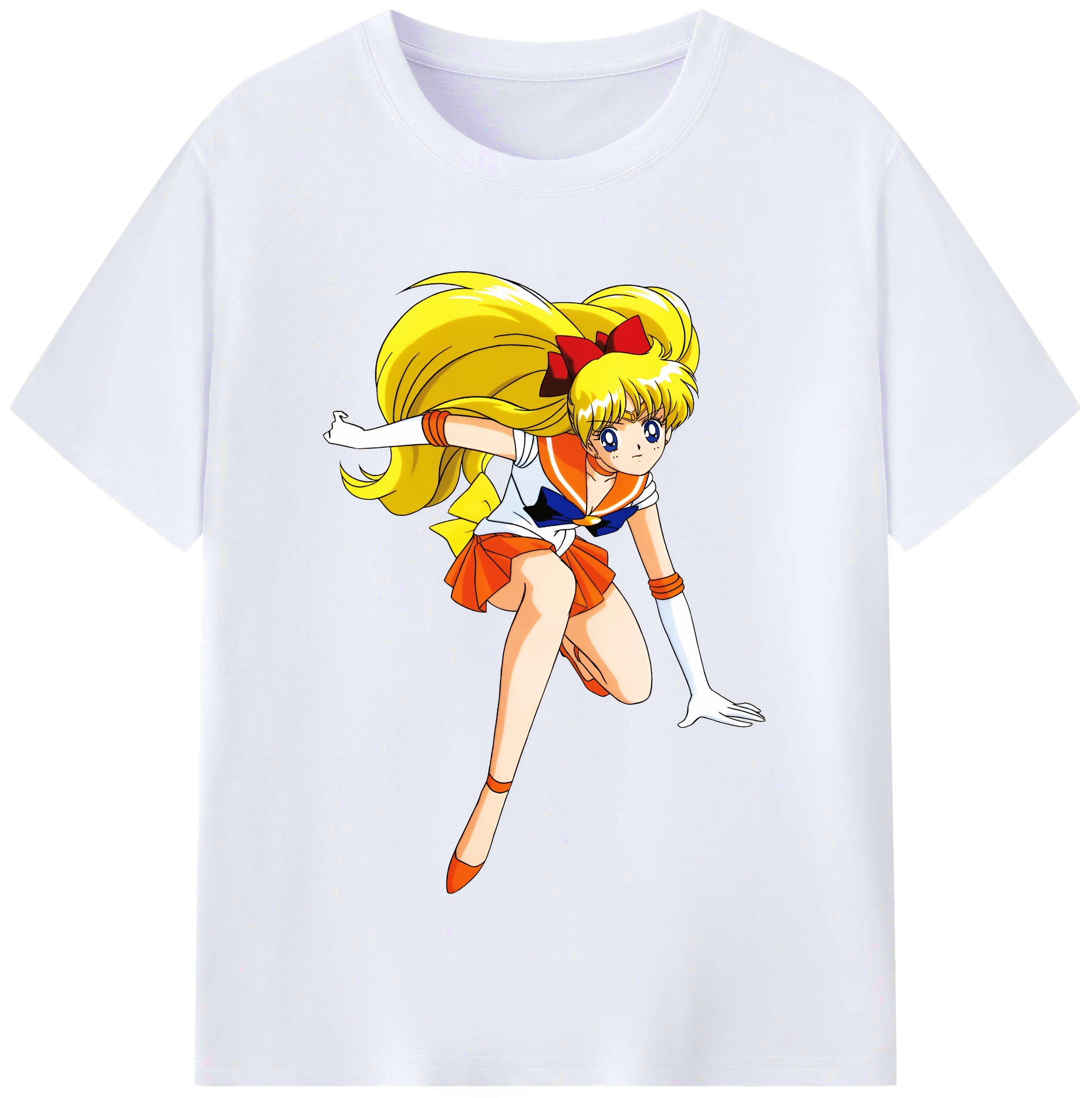（画像用） 美少女戦士セーラームーン 愛野 美奈子 あいの みなこ Sailor Moon Aino Minako レディースカジュアルプリントTシャツ（綿100％）