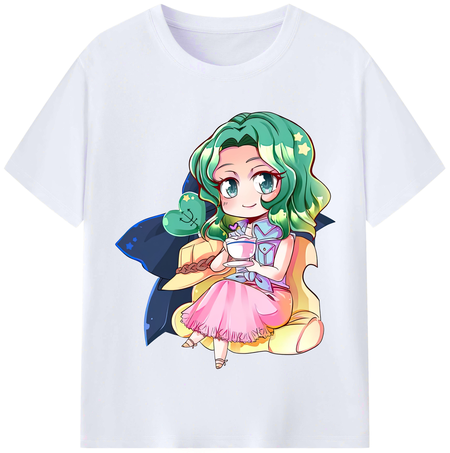（画像用） 美少女戦士セーラームーン 海王 みちる（かいおう みちる） Sailor Moon Kaiou Michiru レディースカジュアルプリントTシャツ（綿100％）