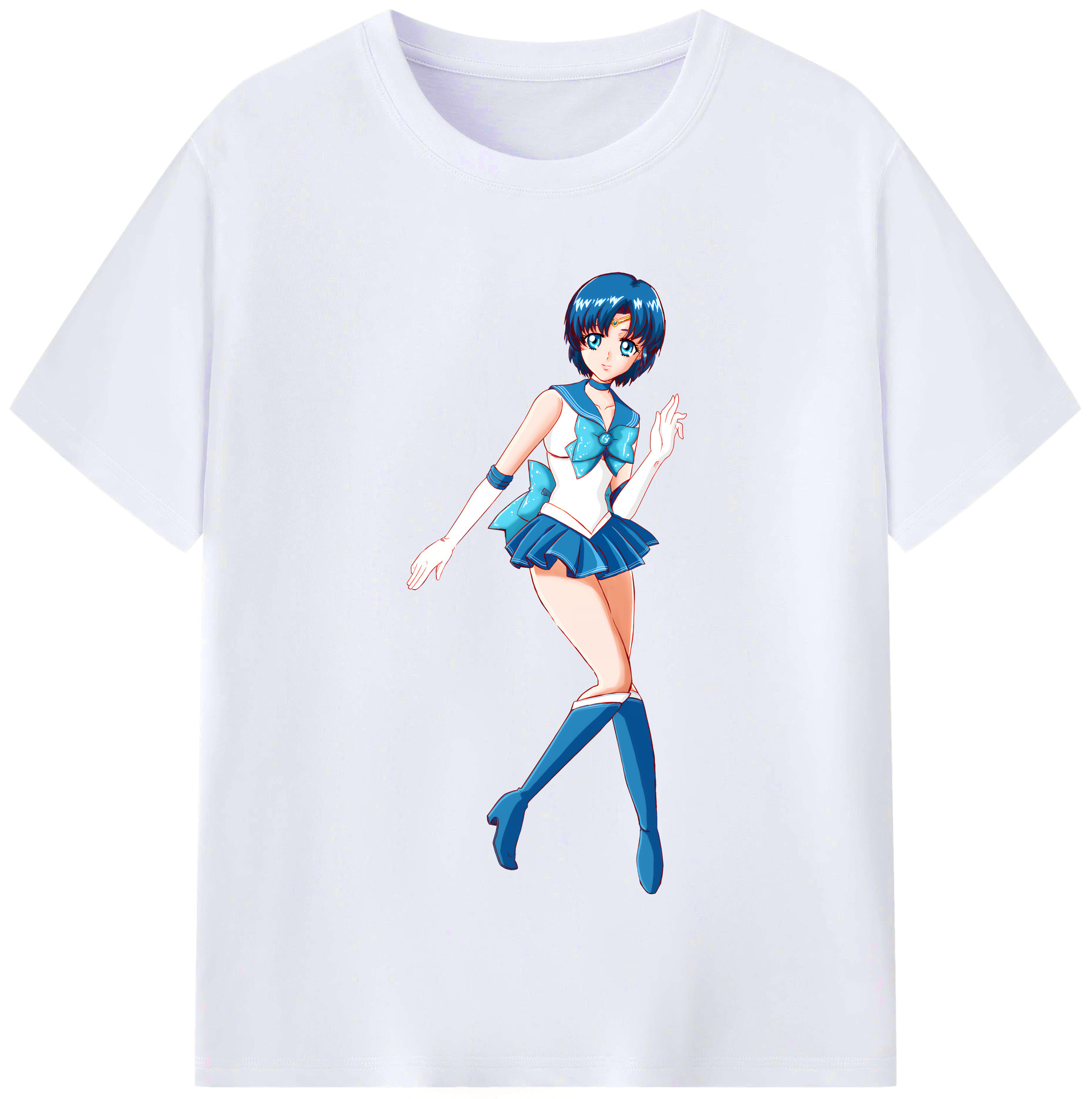 （画像用） 美少女戦士セーラームーン 水野 亜美 みずの あみ Sailor Moon Mizuno Ami レディースカジュアルプリントTシャツ（綿100％）