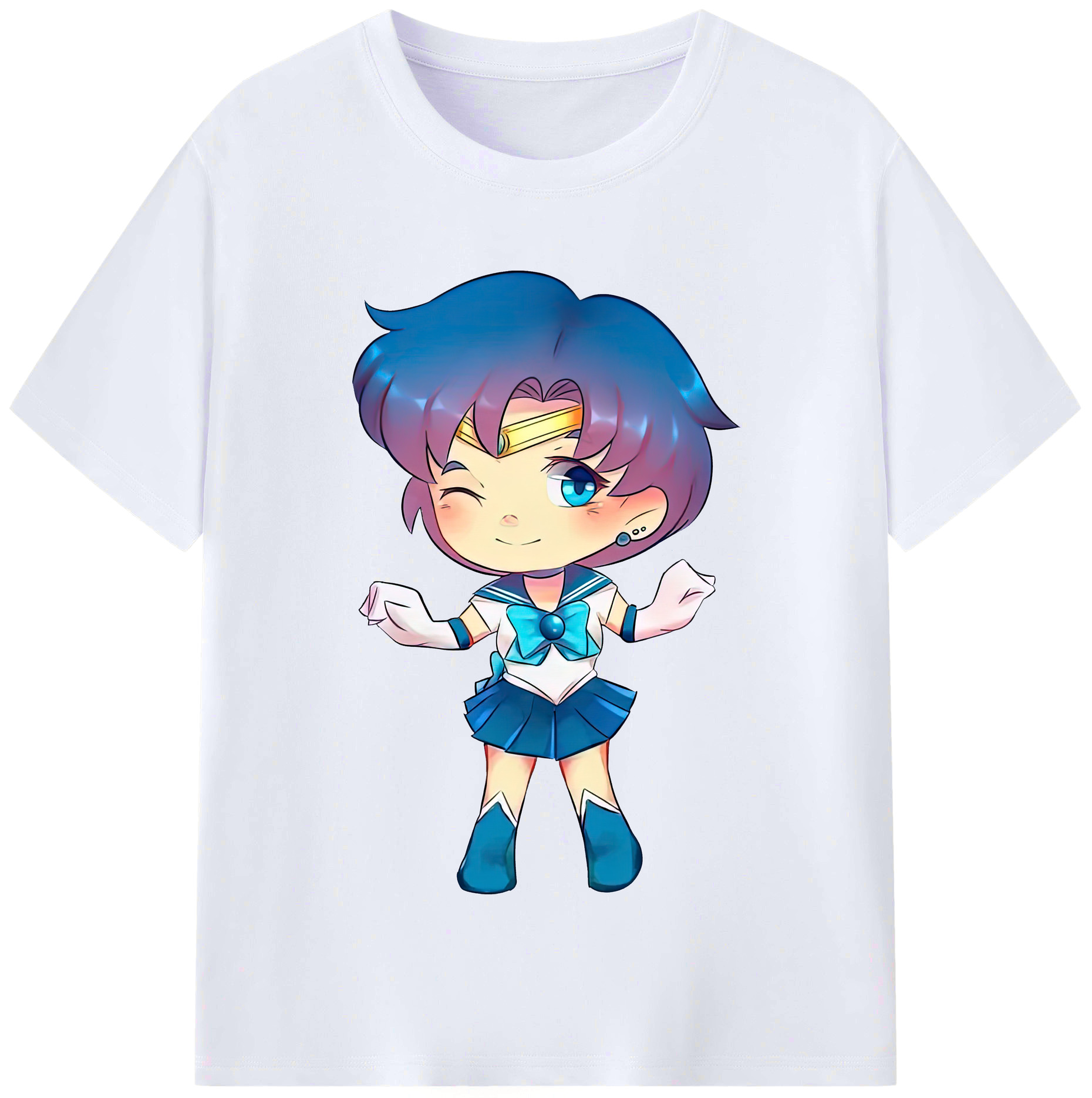 （画像用） 美少女戦士セーラームーン 水野 亜美 みずの あみ Sailor Moon Mizuno Ami レディースカジュアルプリントTシャツ（綿100％）