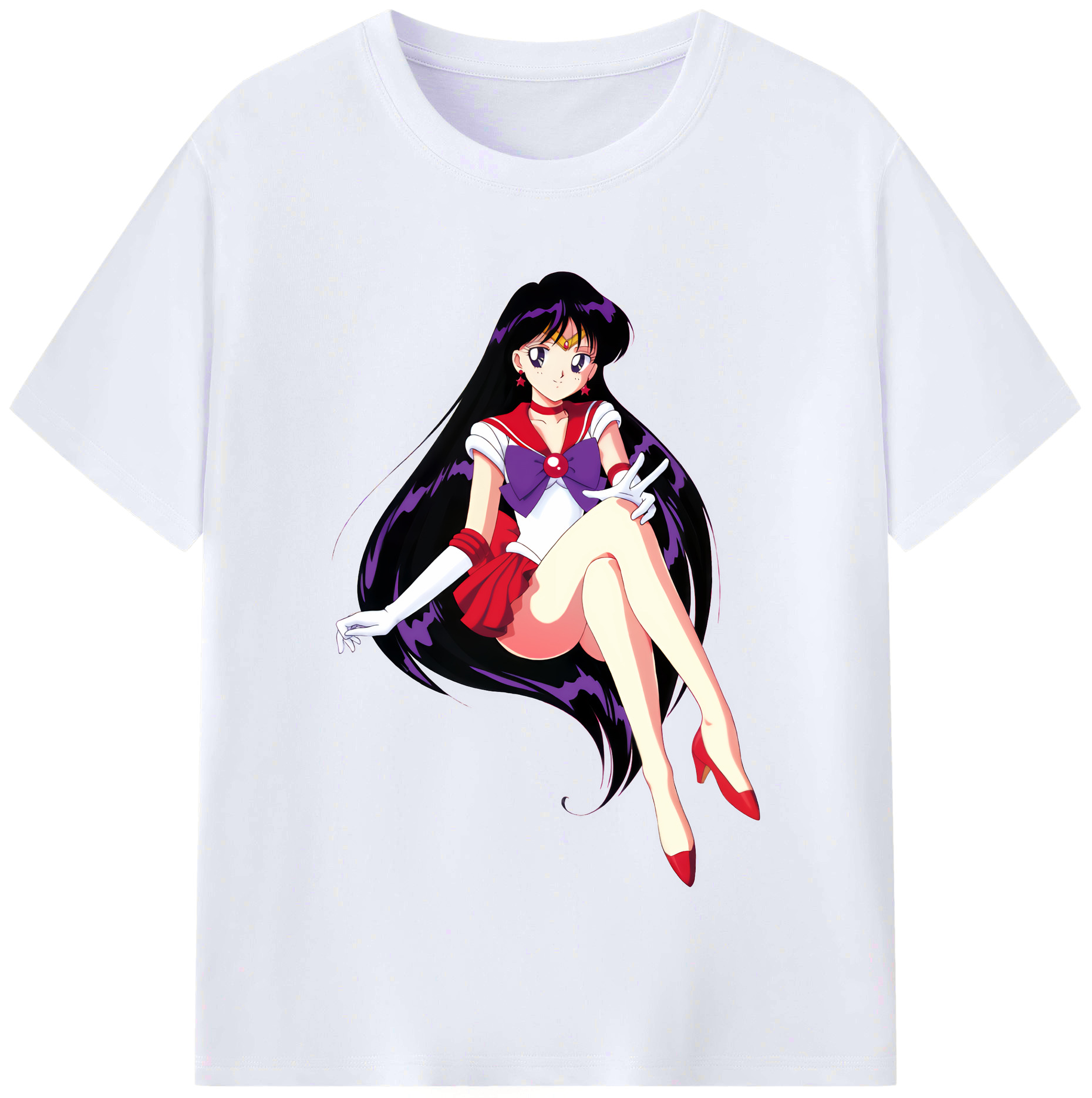 （画像用） 美少女戦士セーラームーン 火野レイ ひの レイ Sailor Moon Hino Rei （セーラーマーズ,Sailor Mars） レディースカジュアルプリントTシャツ（綿100％）