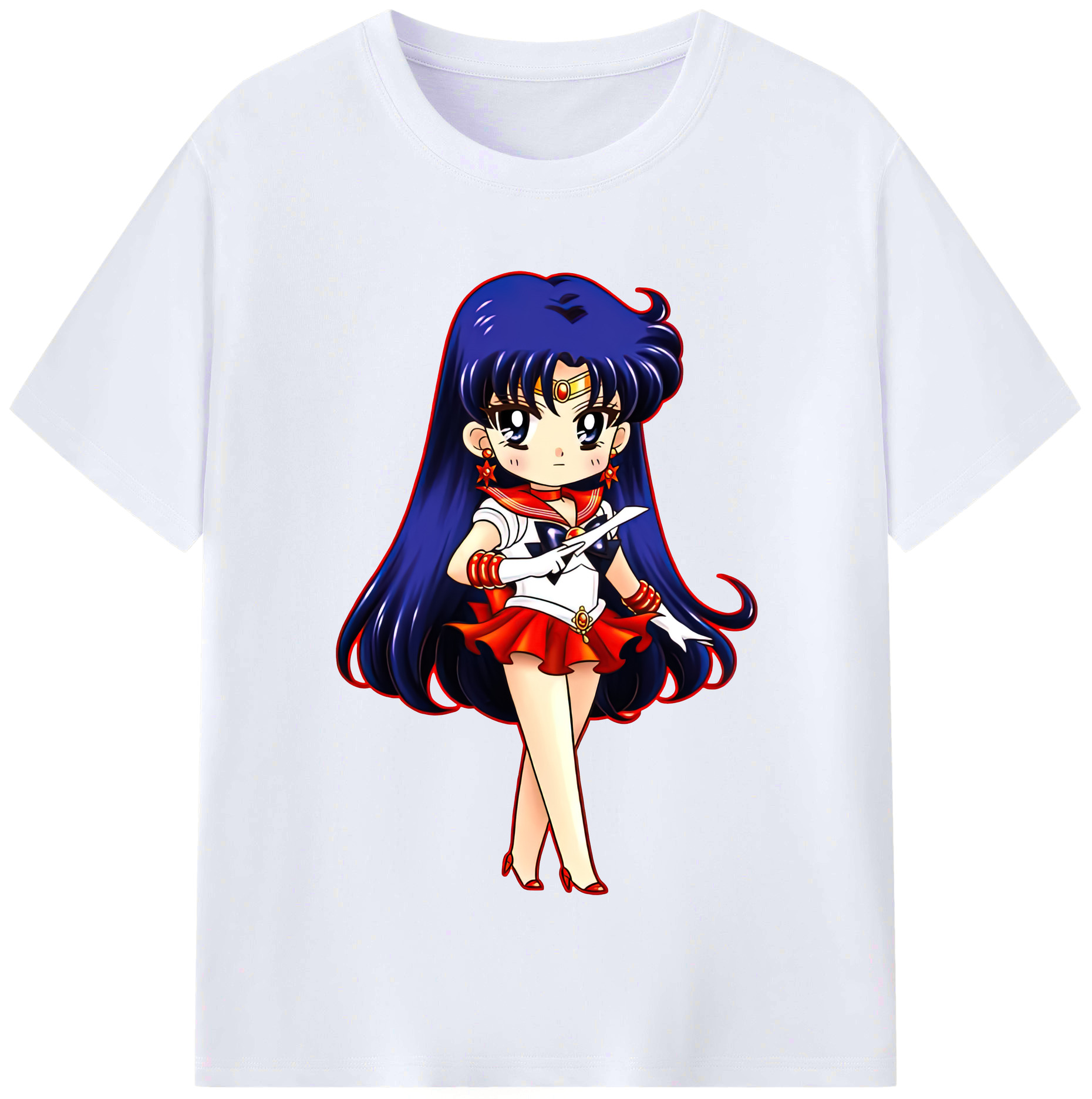 （画像用） 美少女戦士セーラームーン 火野レイ ひの レイ Sailor Moon Hino Rei （セーラーマーズ,Sailor Mars） レディースカジュアルプリントTシャツ（綿100％）