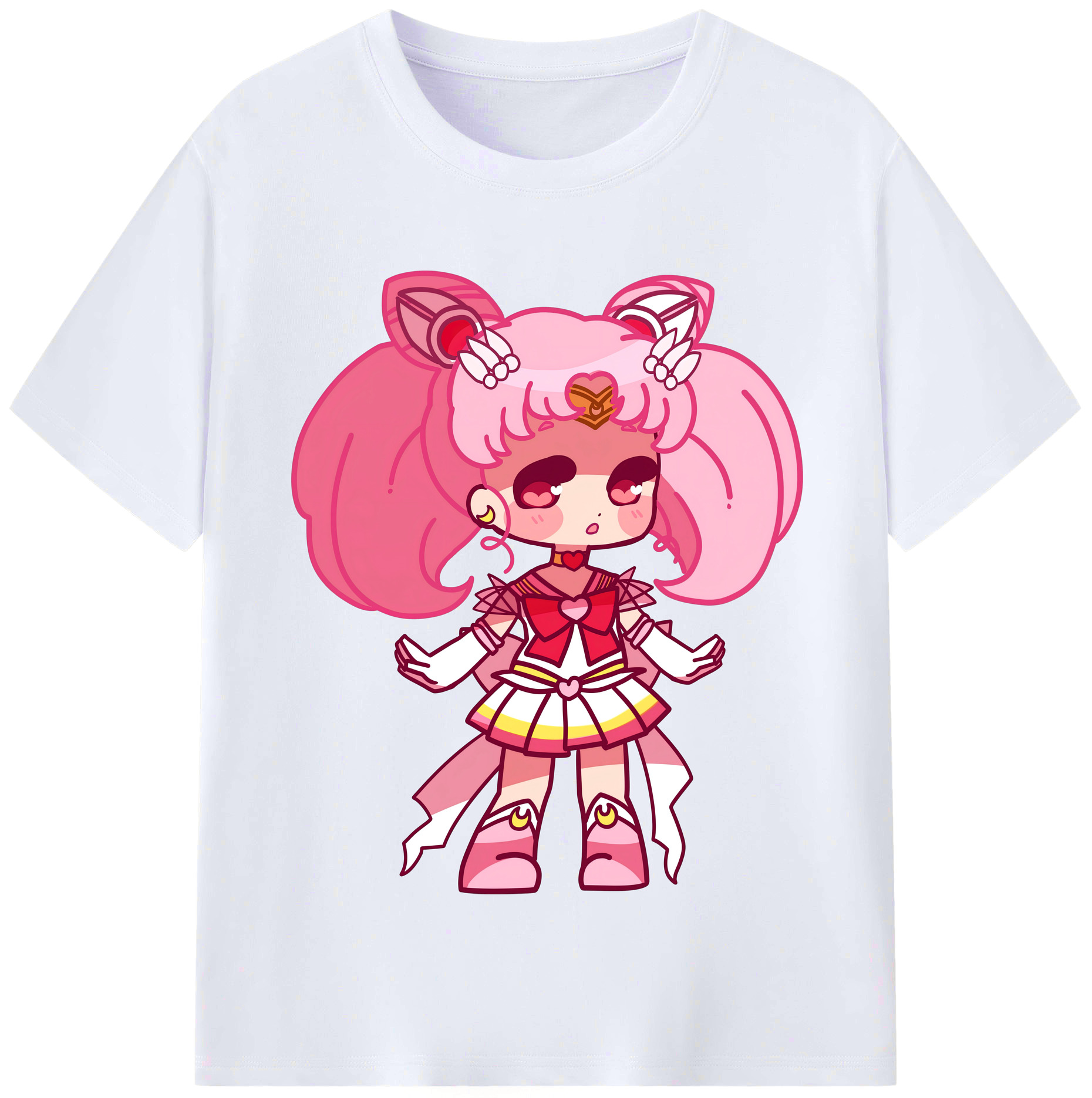 （画像用） 美少女戦士セーラームーン ちびうさ Sailor Moon Chibiusa Tsukino Usagi Small Lady Serenity レディースカジュアルプリントTシャツ（綿100％）