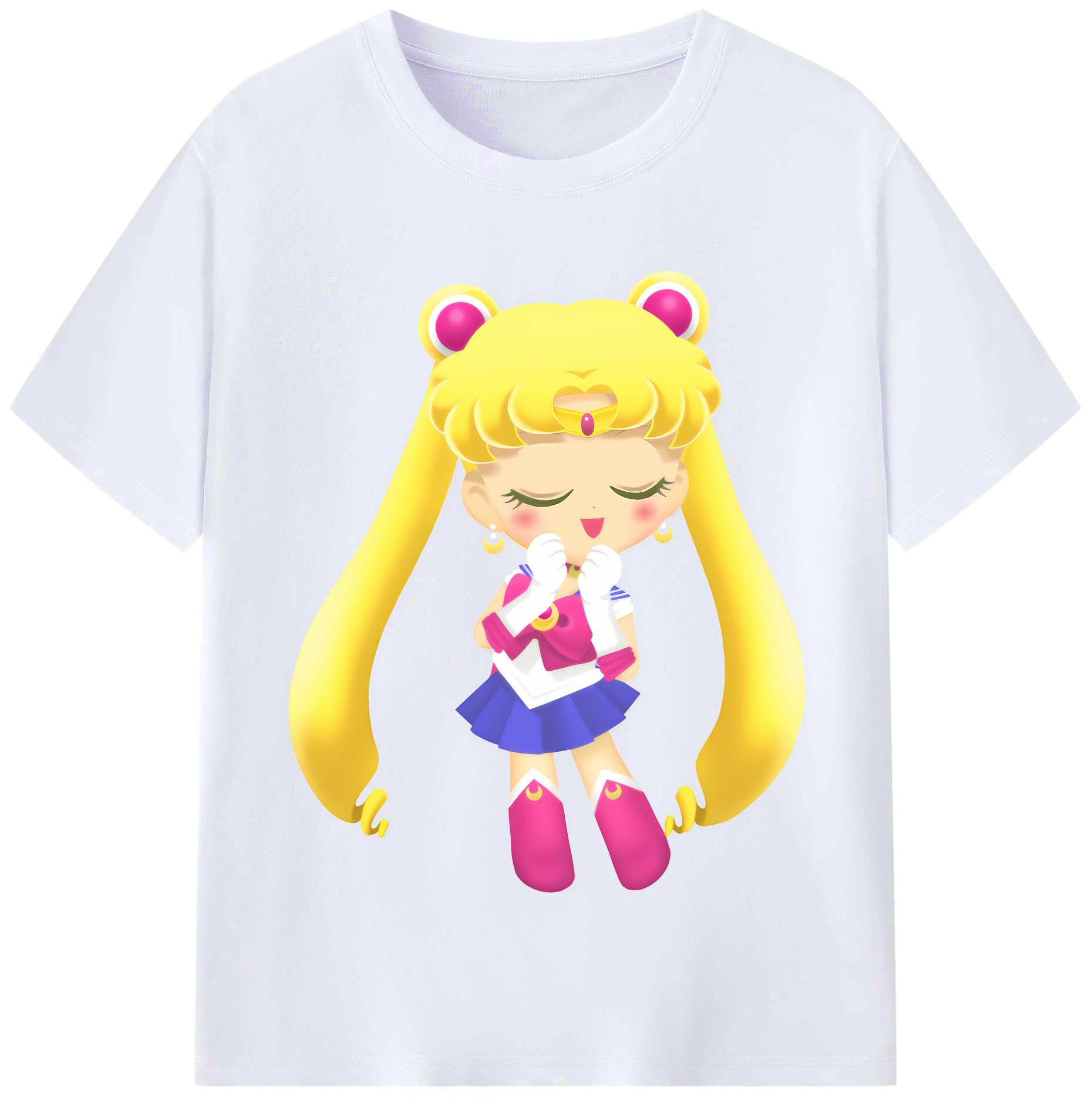 （画像用） 美少女戦士セーラームーン 月野 うさぎ つきの うさぎ Sailor Moon Tsukino Usagi レディースカジュアルプリントTシャツ（綿100％）