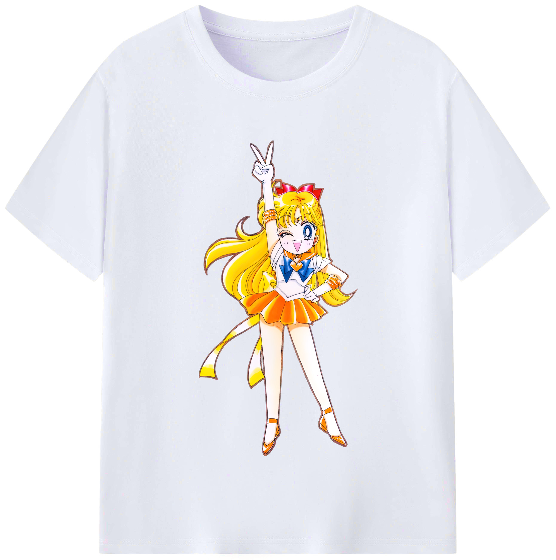 （画像用） 美少女戦士セーラームーン 愛野 美奈子 あいの みなこ Sailor Moon Aino Minako レディースカジュアルプリントTシャツ（綿100％）
