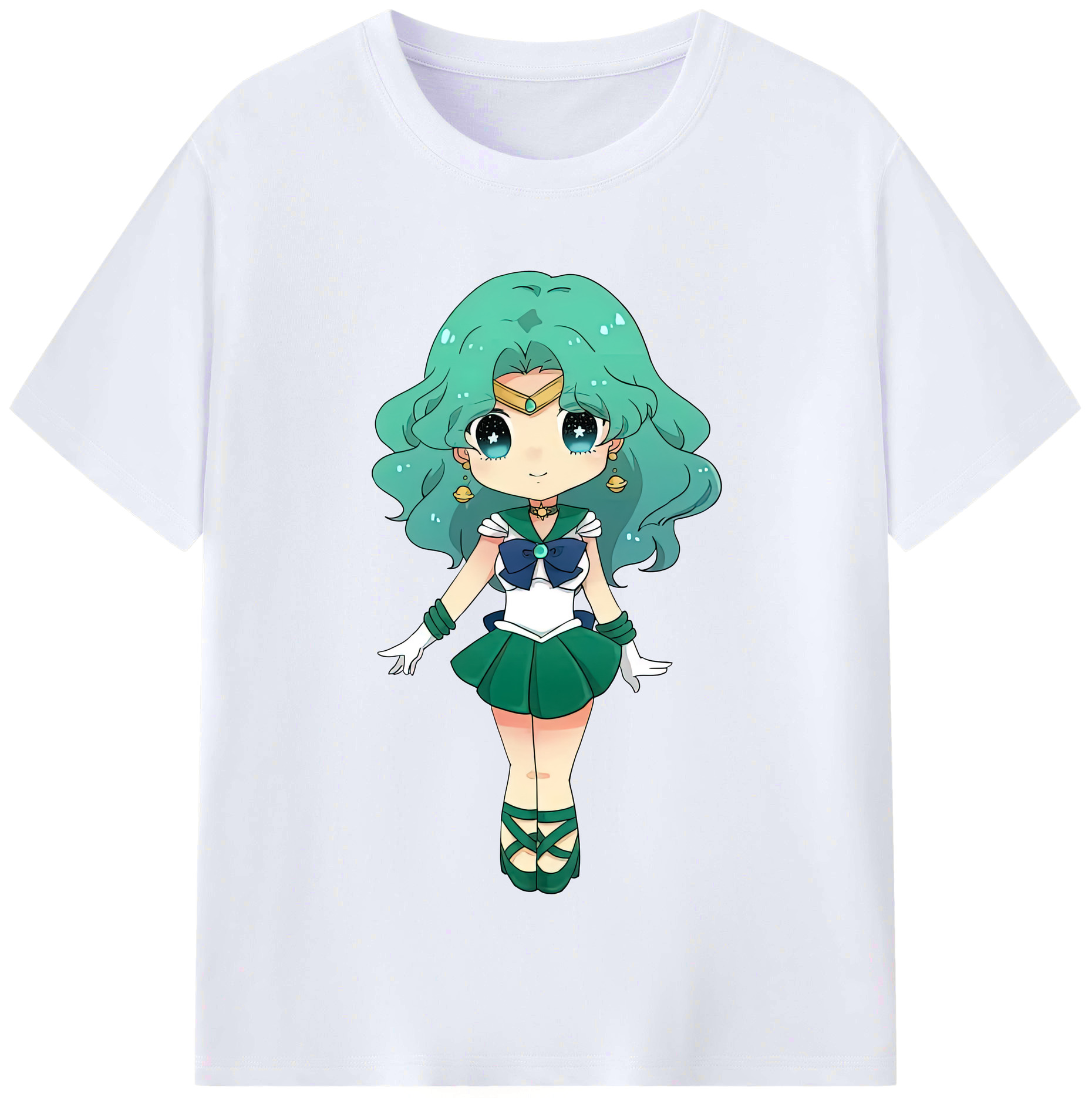（画像用） 美少女戦士セーラームーン 海王 みちる（かいおう みちる） Sailor Moon Kaiou Michiru レディースカジュアルプリントTシャツ（綿100％）