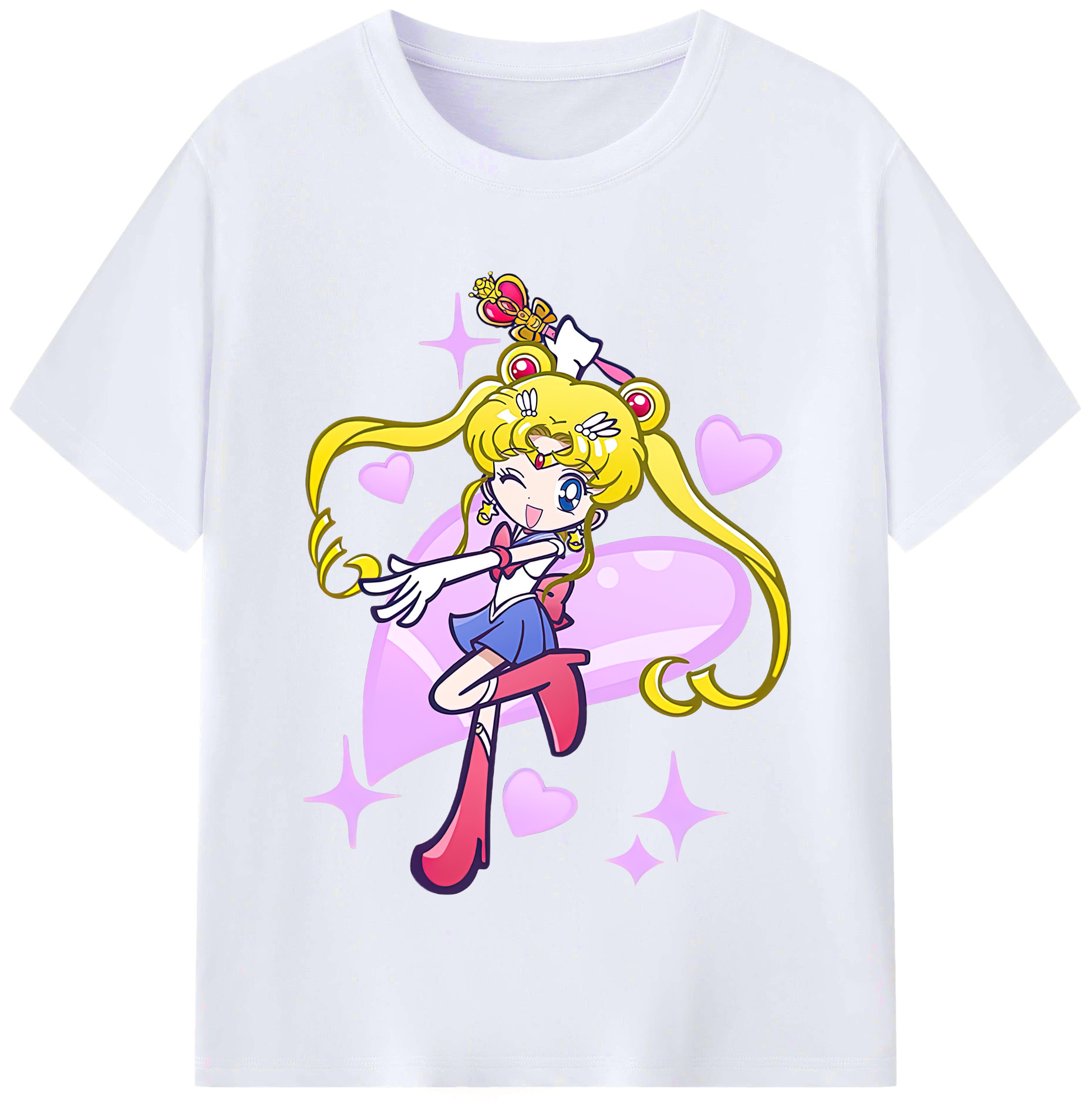 （画像用） 美少女戦士セーラームーン 月野 うさぎ つきの うさぎ Sailor Moon Tsukino Usagi レディースカジュアルプリントTシャツ（綿100％）
