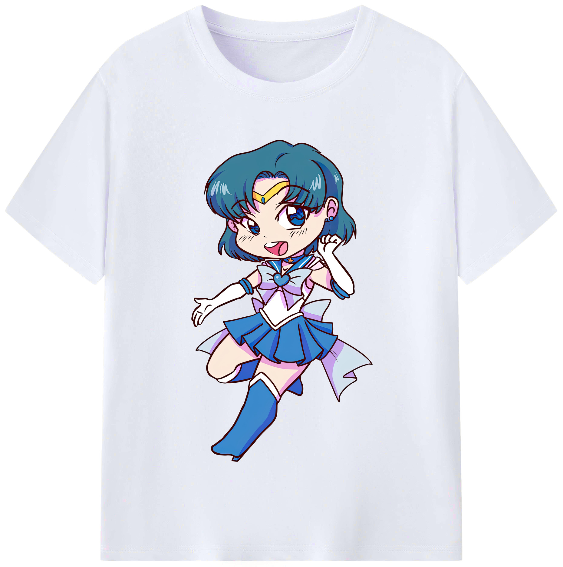 （画像用） 美少女戦士セーラームーン 水野 亜美 みずの あみ Sailor Moon Mizuno Ami レディースカジュアルプリントTシャツ（綿100％）