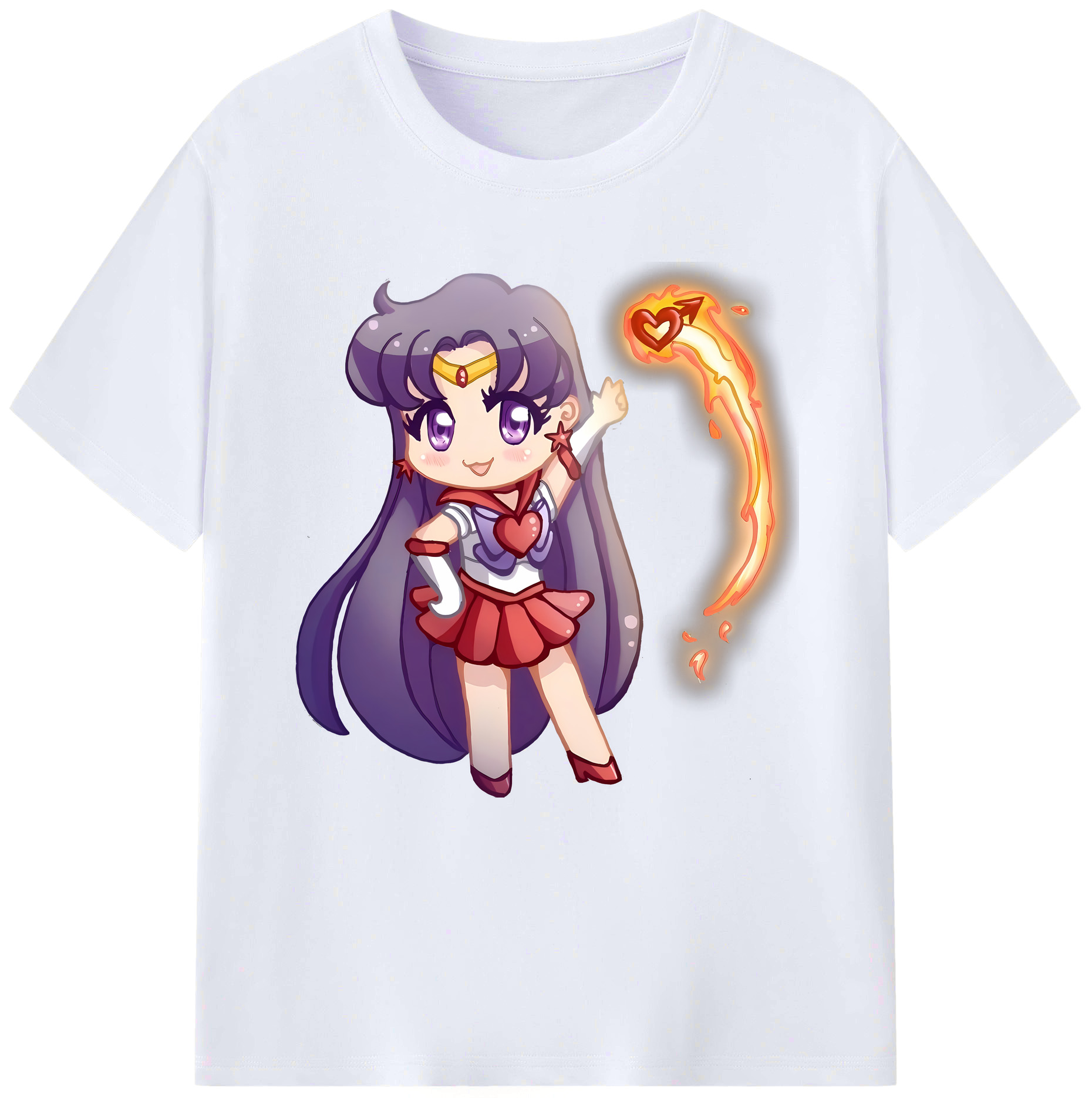 （画像用） 美少女戦士セーラームーン 火野レイ ひの レイ Sailor Moon Hino Rei （セーラーマーズ,Sailor Mars） レディースカジュアルプリントTシャツ（綿100％）