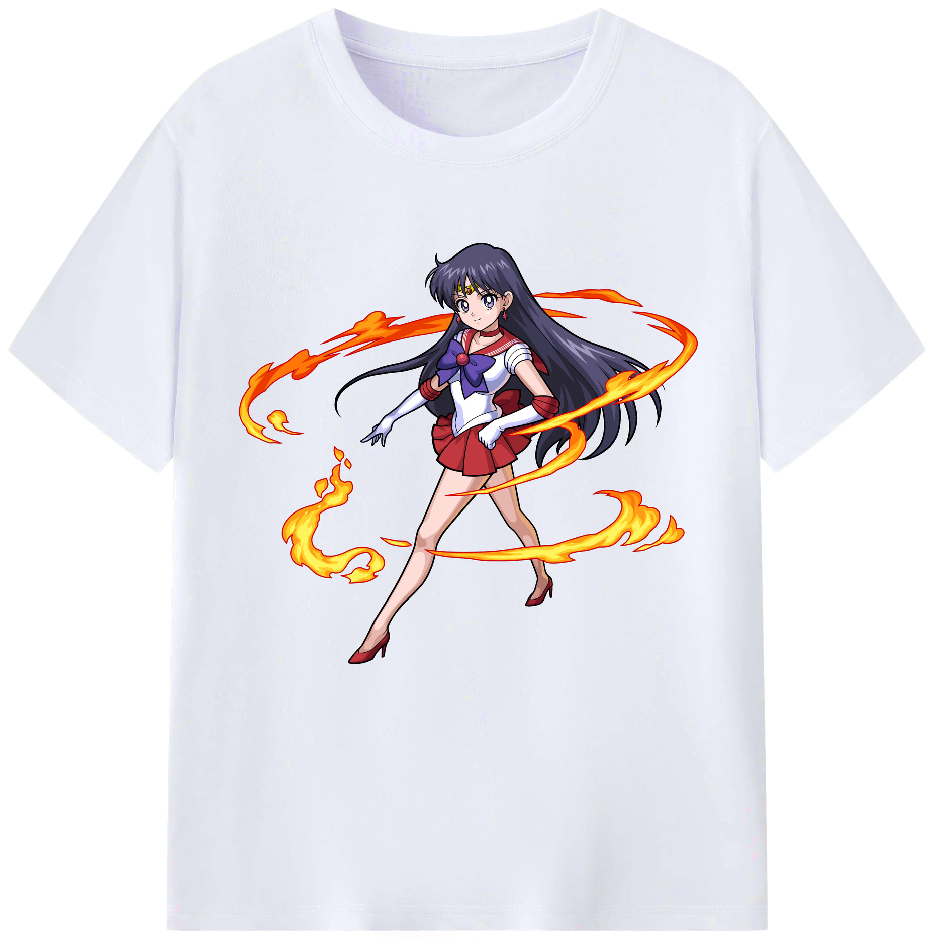 （画像用） 美少女戦士セーラームーン 火野レイ ひの レイ Sailor Moon Hino Rei （セーラーマーズ,Sailor Mars） レディースカジュアルプリントTシャツ（綿100％）