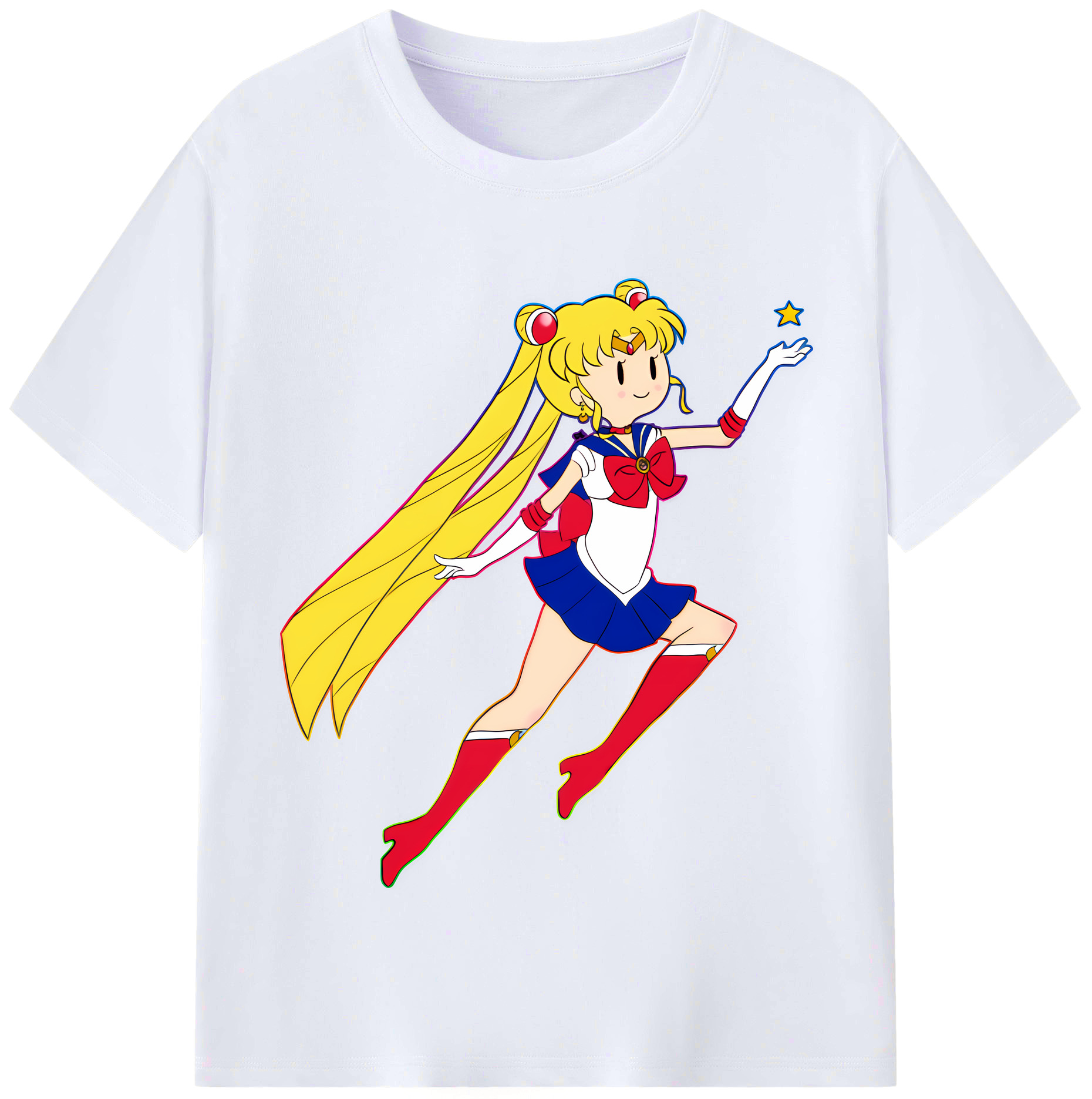 （画像用） 美少女戦士セーラームーン 月野 うさぎ つきの うさぎ Sailor Moon Tsukino Usagi レディースカジュアルプリントTシャツ（綿100％）