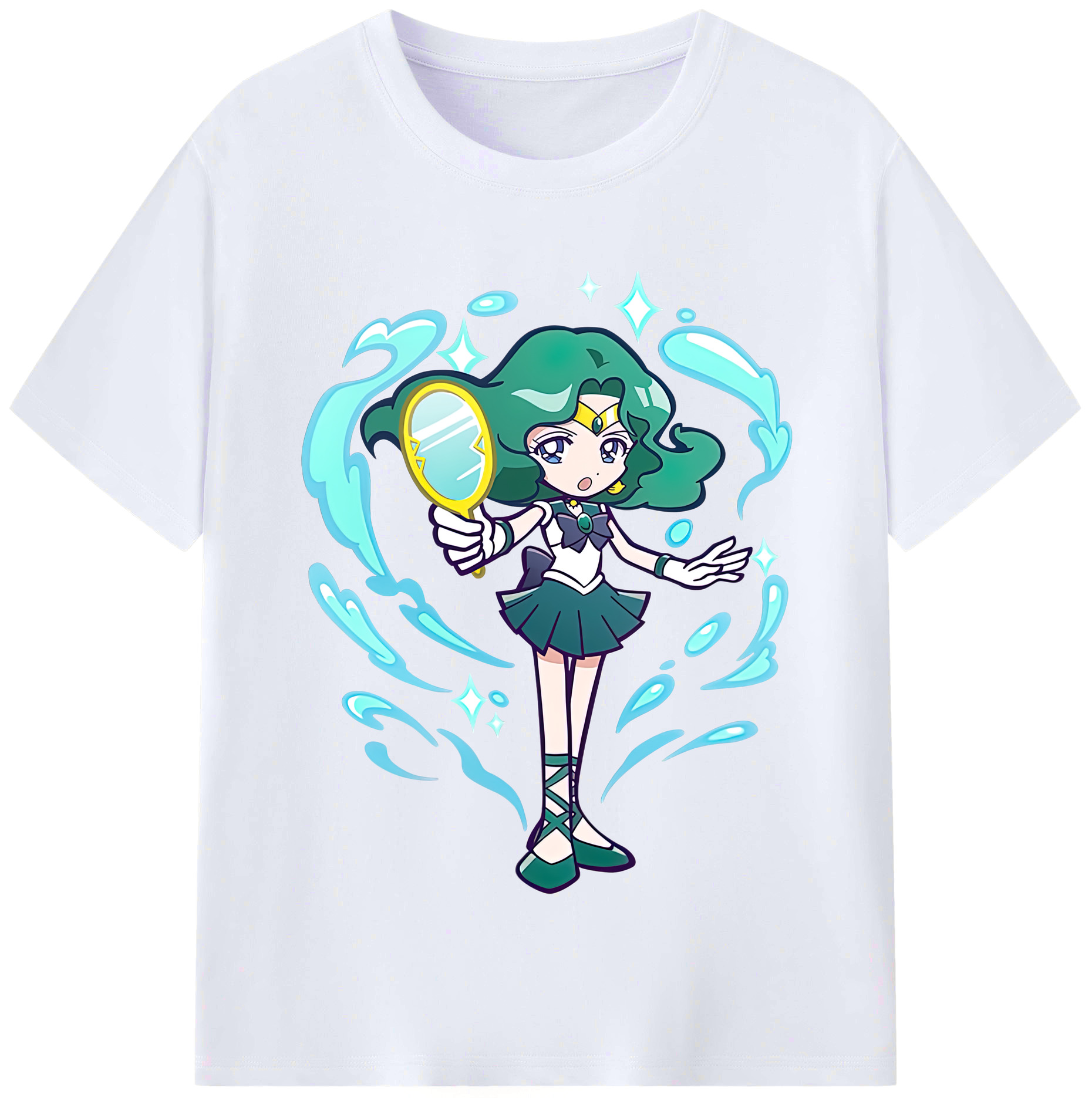 （画像用） 美少女戦士セーラームーン 海王 みちる（かいおう みちる） Sailor Moon Kaiou Michiru レディースカジュアルプリントTシャツ（綿100％）