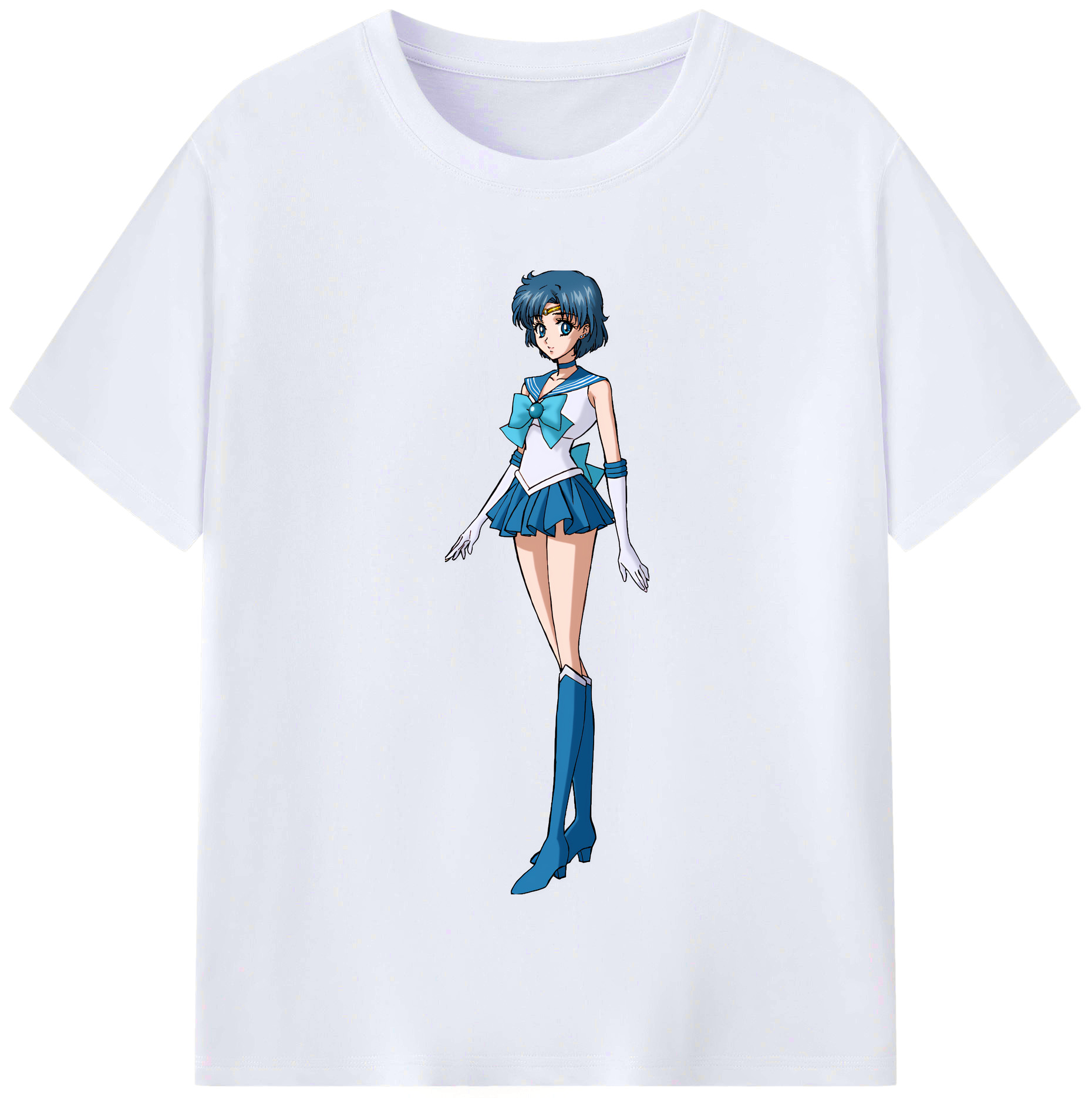 （画像用） 美少女戦士セーラームーン 水野 亜美 みずの あみ Sailor Moon Mizuno Ami レディースカジュアルプリントTシャツ（綿100％）
