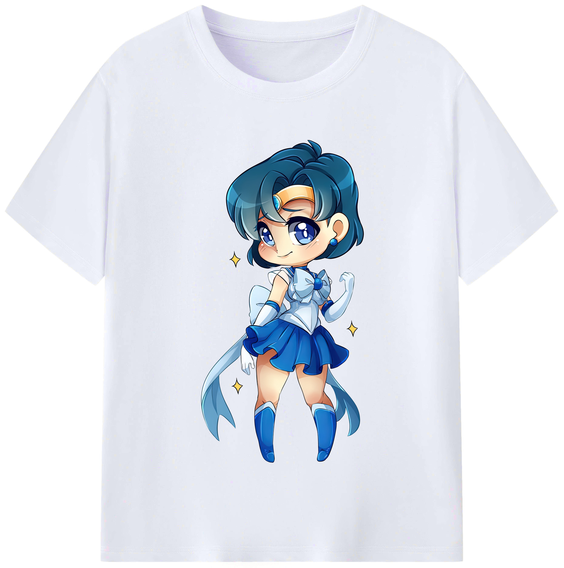 （画像用） 美少女戦士セーラームーン 水野 亜美 みずの あみ Sailor Moon Mizuno Ami レディースカジュアルプリントTシャツ（綿100％）