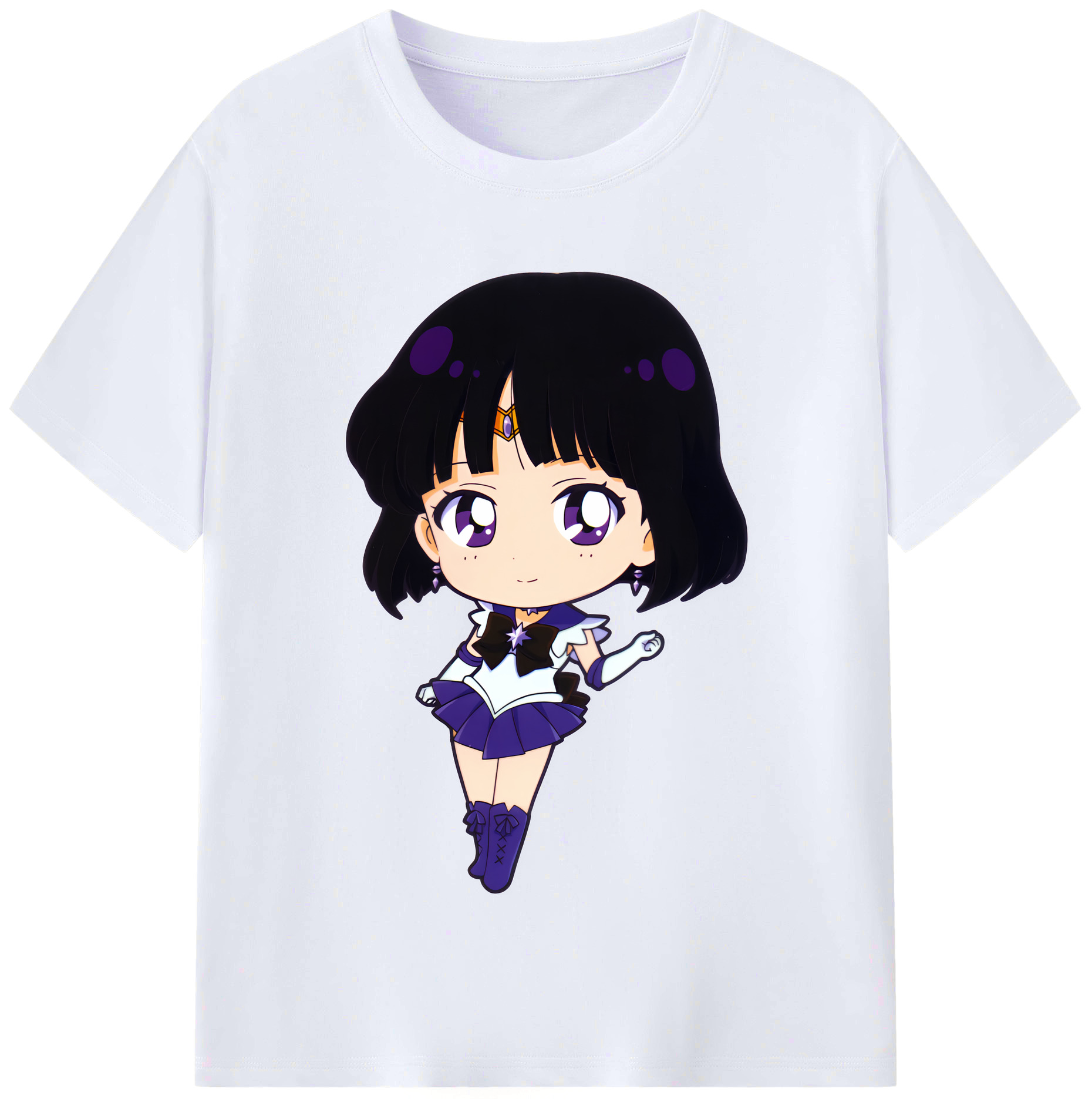 （画像用） 美少女戦士セーラームーン 土萠ほたる Sailor Moon Tomoe Hotaru （セーラーサターン；Sailor Saturn） レディースカジュアルプリントTシャツ（綿100％）