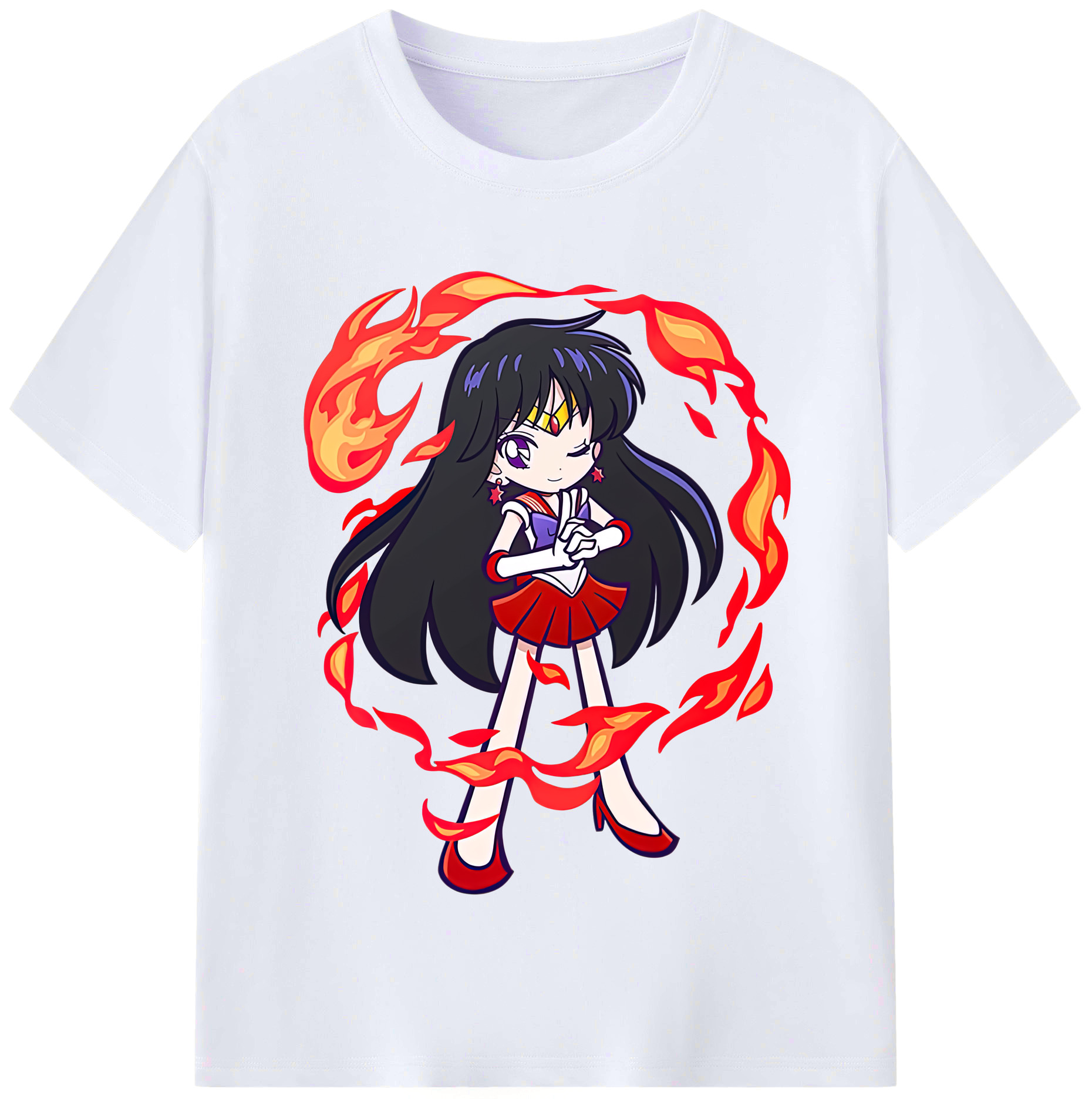 （画像用） 美少女戦士セーラームーン 火野レイ ひの レイ Sailor Moon Hino Rei （セーラーマーズ,Sailor Mars） レディースカジュアルプリントTシャツ（綿100％）