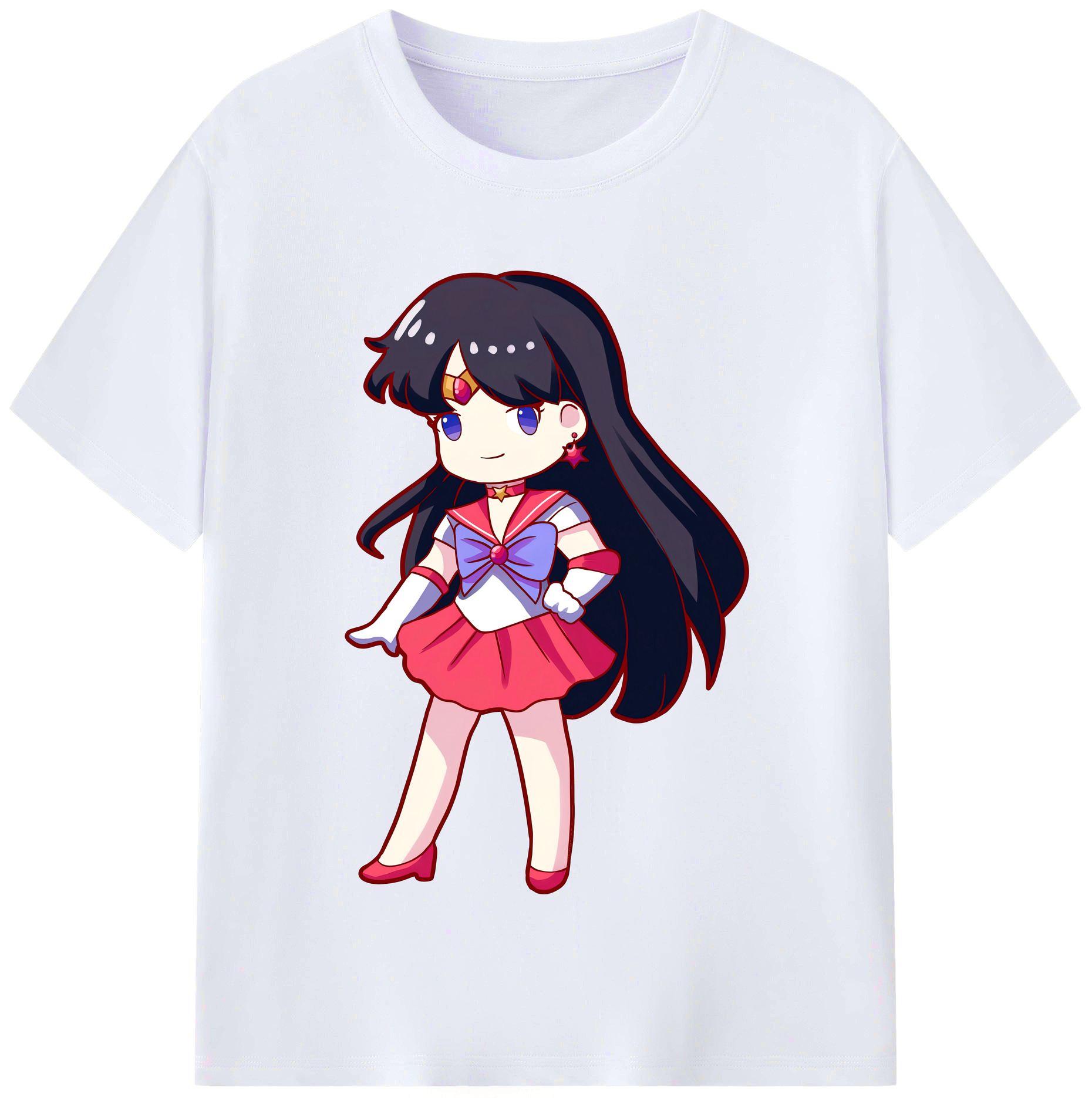（画像用） 美少女戦士セーラームーン 火野レイ ひの レイ Sailor Moon Hino Rei （セーラーマーズ,Sailor Mars） レディースカジュアルプリントTシャツ（綿100％）