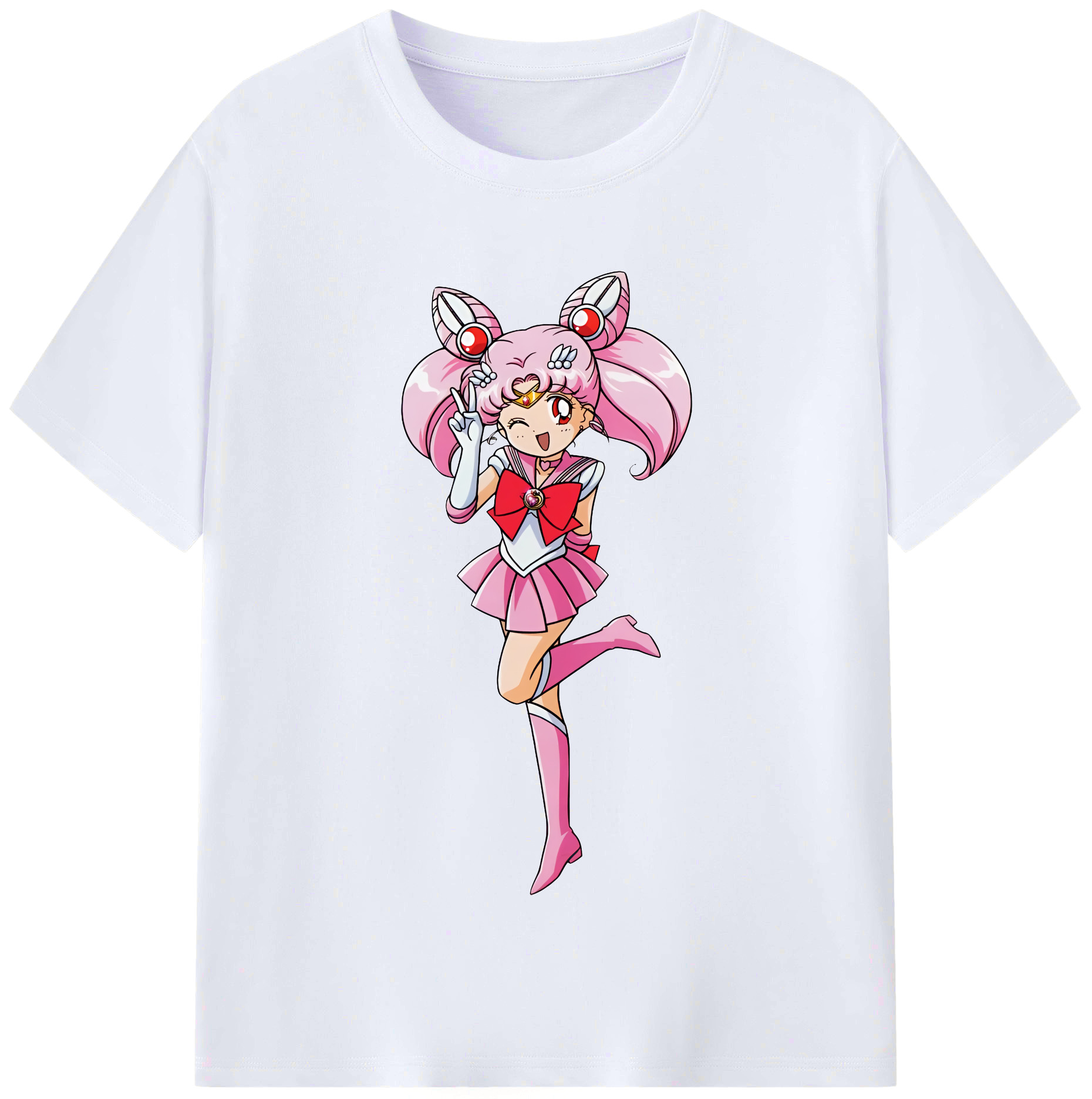 （画像用） 美少女戦士セーラームーン ちびうさ Sailor Moon Chibiusa Tsukino Usagi Small Lady Serenity レディースカジュアルプリントTシャツ（綿100％）