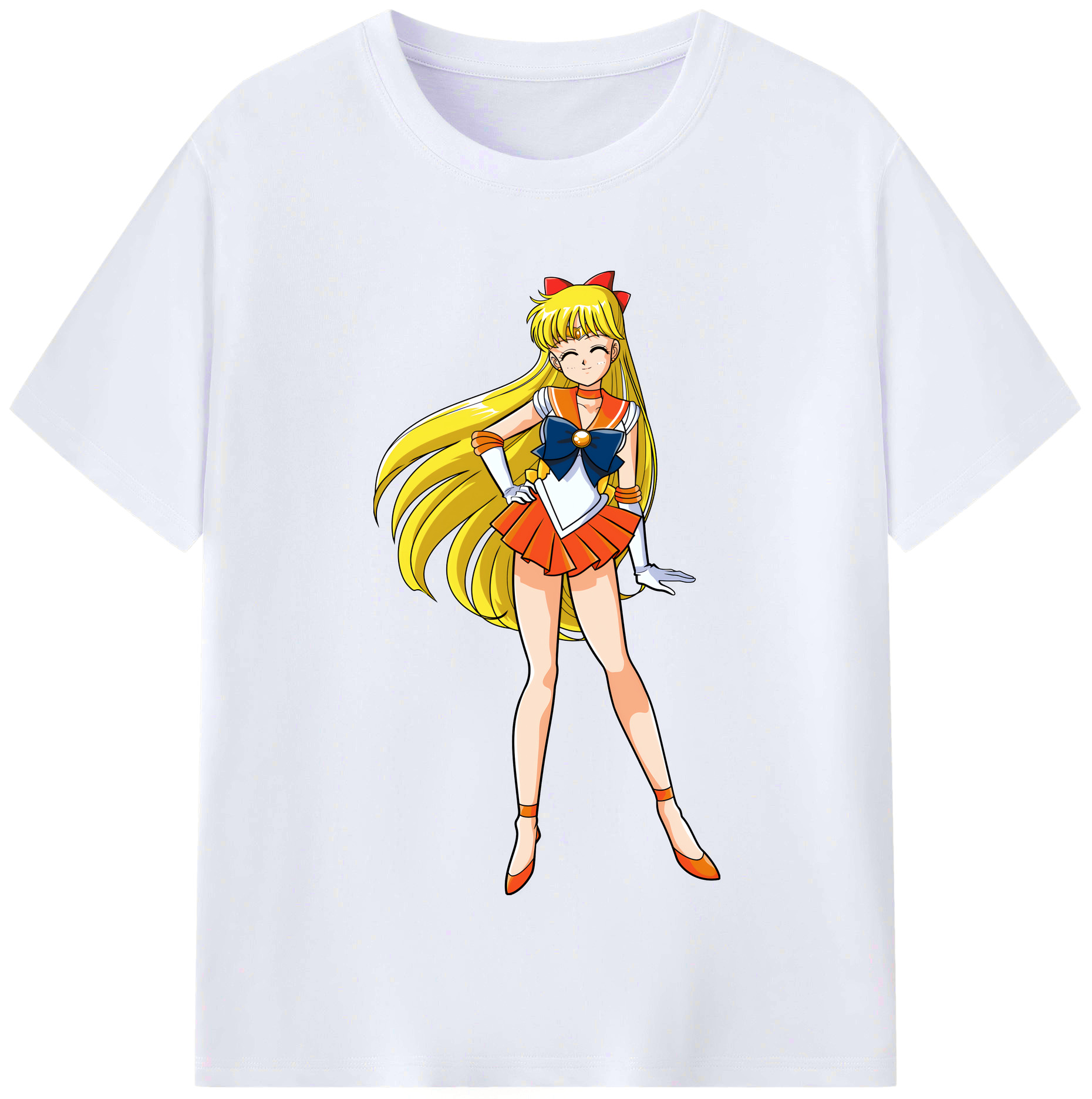 （画像用） 美少女戦士セーラームーン 愛野 美奈子 あいの みなこ Sailor Moon Aino Minako レディースカジュアルプリントTシャツ（綿100％）
