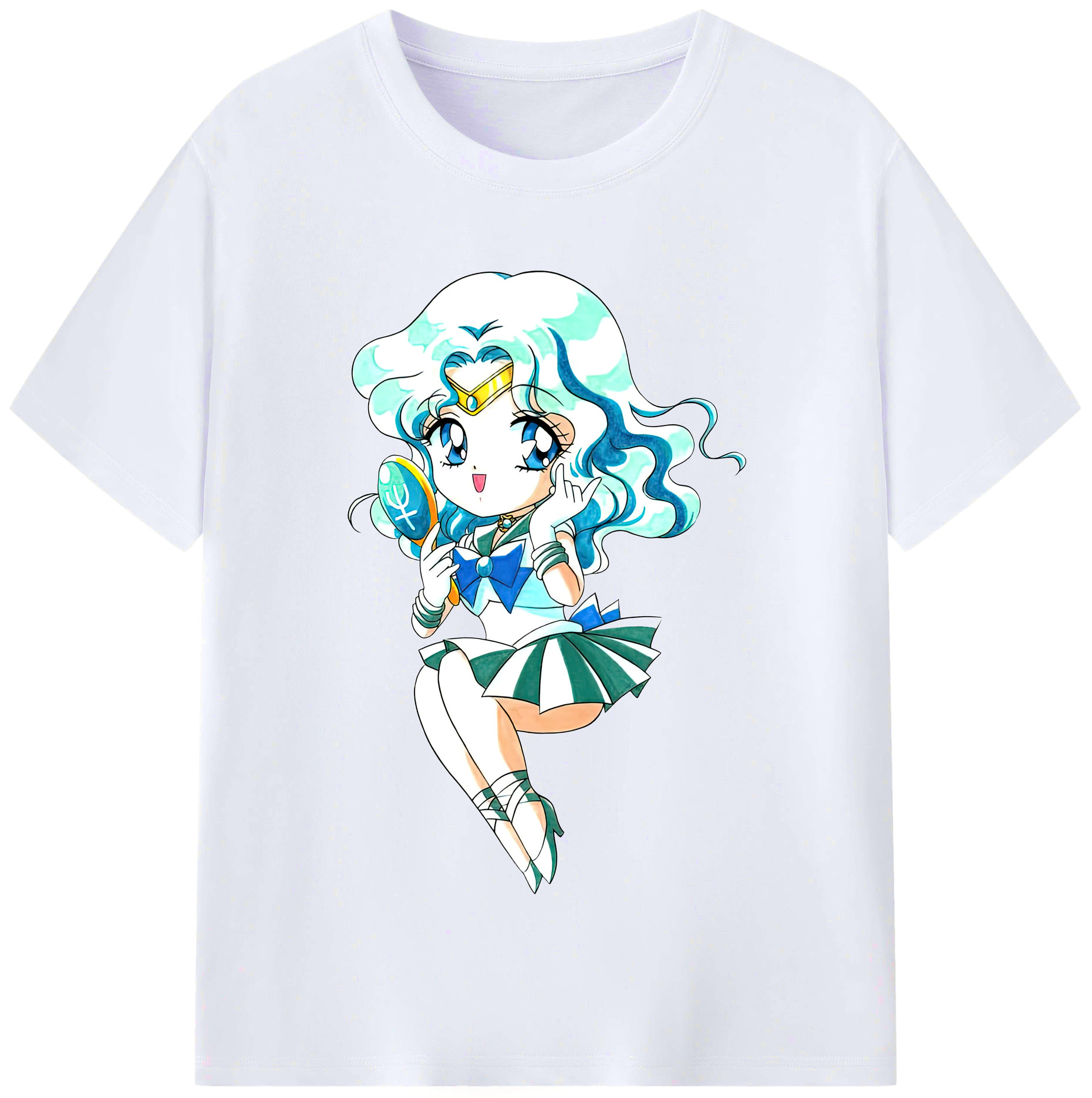 （画像用） 美少女戦士セーラームーン 海王 みちる（かいおう みちる） Sailor Moon Kaiou Michiru レディースカジュアルプリントTシャツ（綿100％）