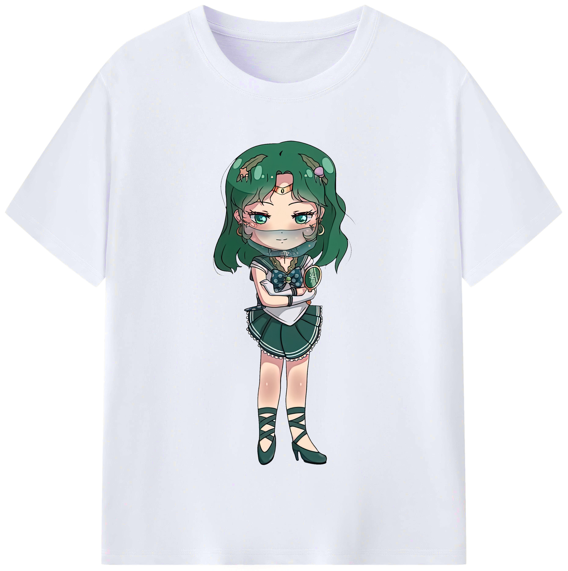 （画像用） 美少女戦士セーラームーン 海王 みちる（かいおう みちる） Sailor Moon Kaiou Michiru レディースカジュアルプリントTシャツ（綿100％）
