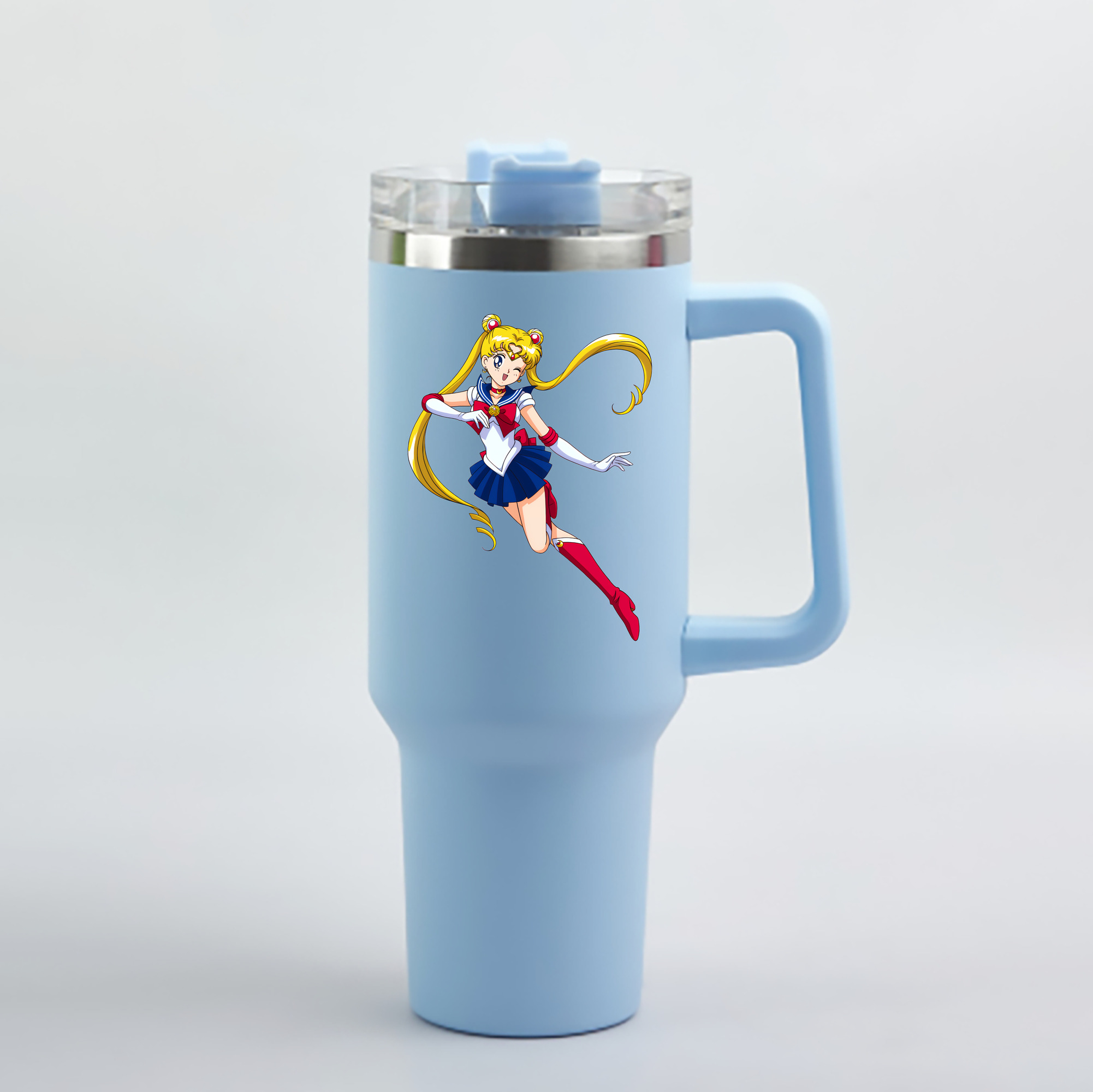 （画像用） 美少女戦士セーラームーン 月野 うさぎ つきの うさぎ Sailor Moon Tsukino Usagi 1200mL車用タンブラー - クリスタルステッカー（プラスチックストロー付き）