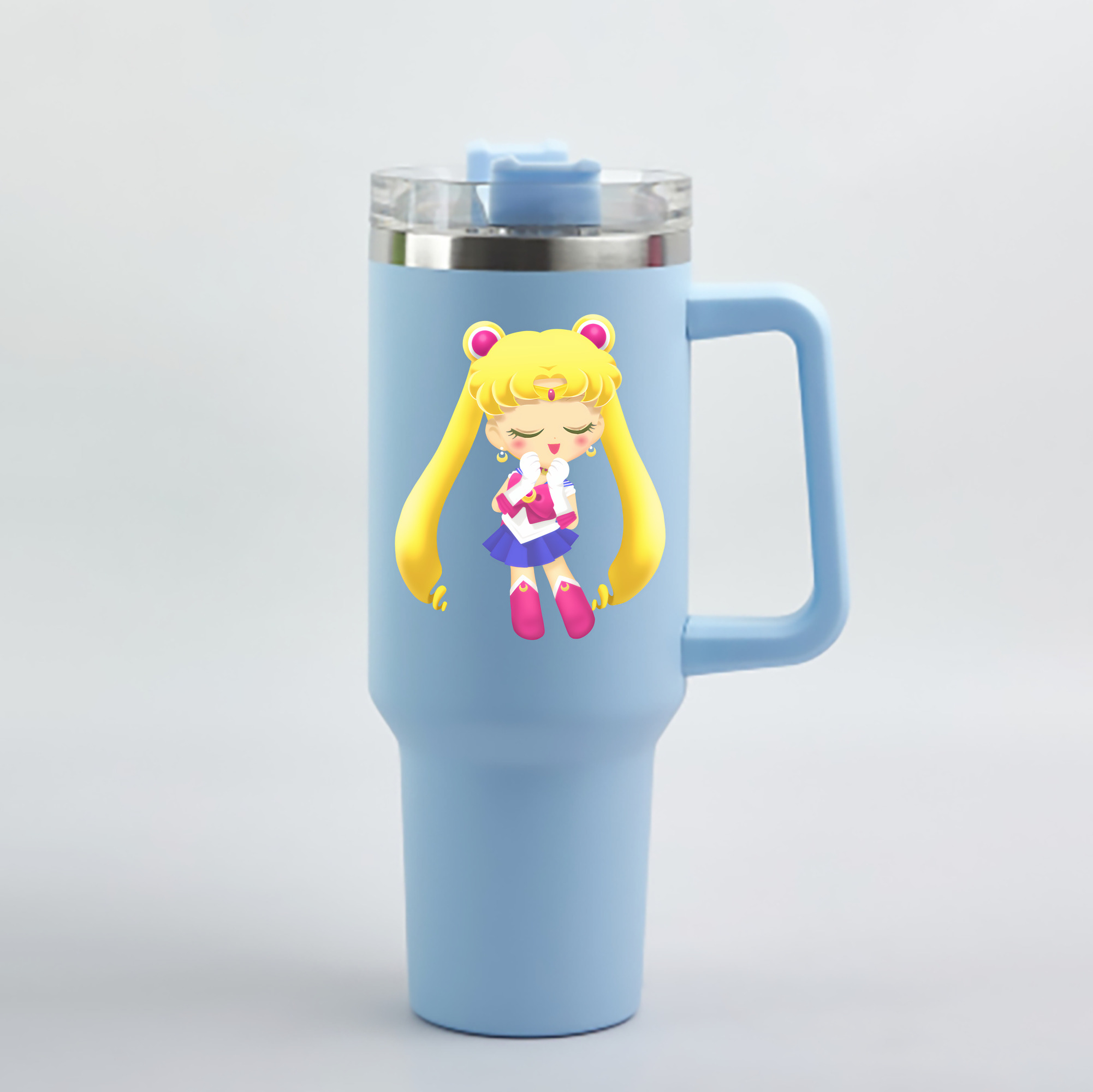 （画像用） 美少女戦士セーラームーン 月野 うさぎ つきの うさぎ Sailor Moon Tsukino Usagi 1200mL車用タンブラー - クリスタルステッカー（プラスチックストロー付き）