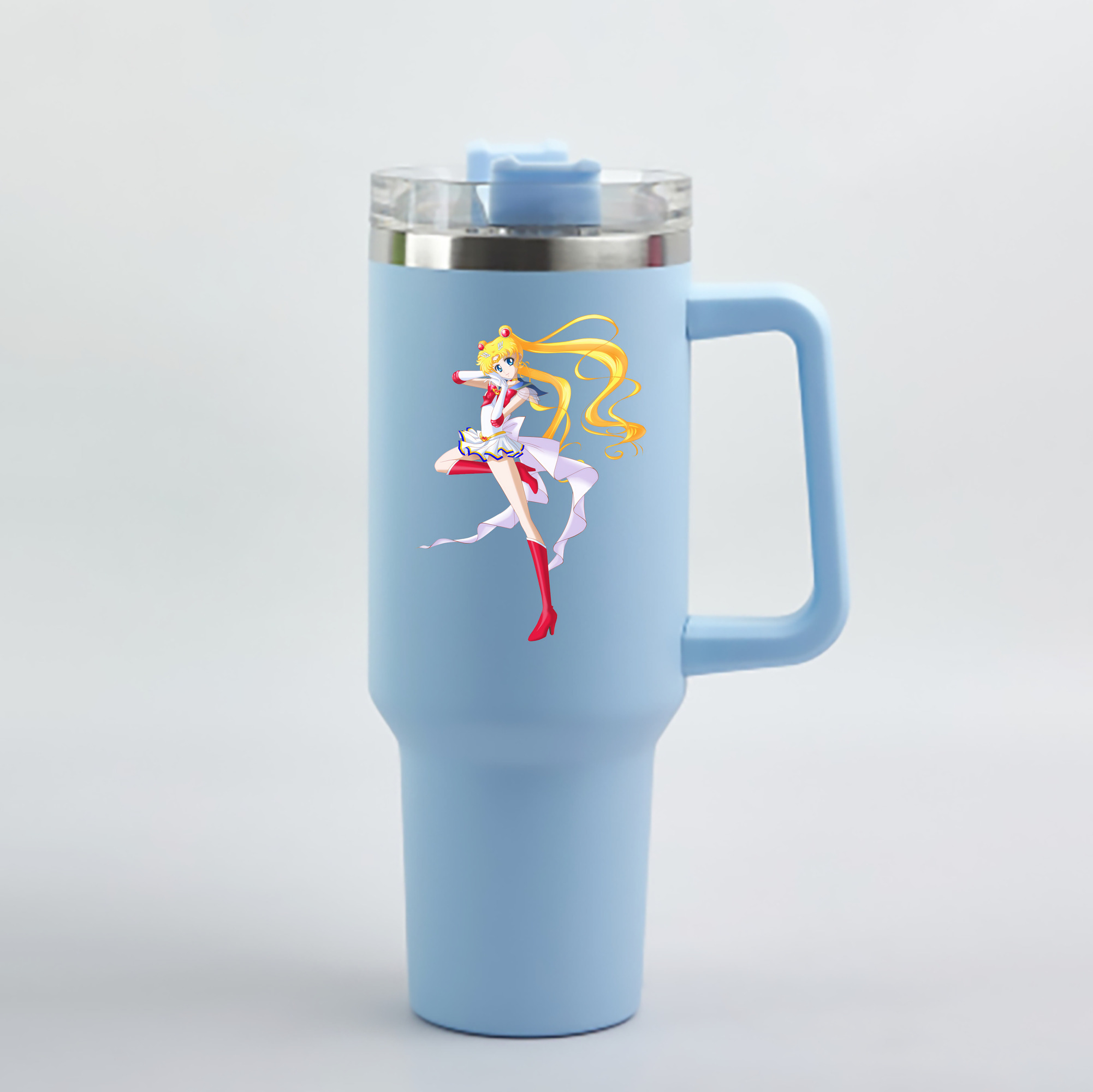 （画像用） 美少女戦士セーラームーン 月野 うさぎ つきの うさぎ Sailor Moon Tsukino Usagi 1200mL車用タンブラー - クリスタルステッカー（プラスチックストロー付き）