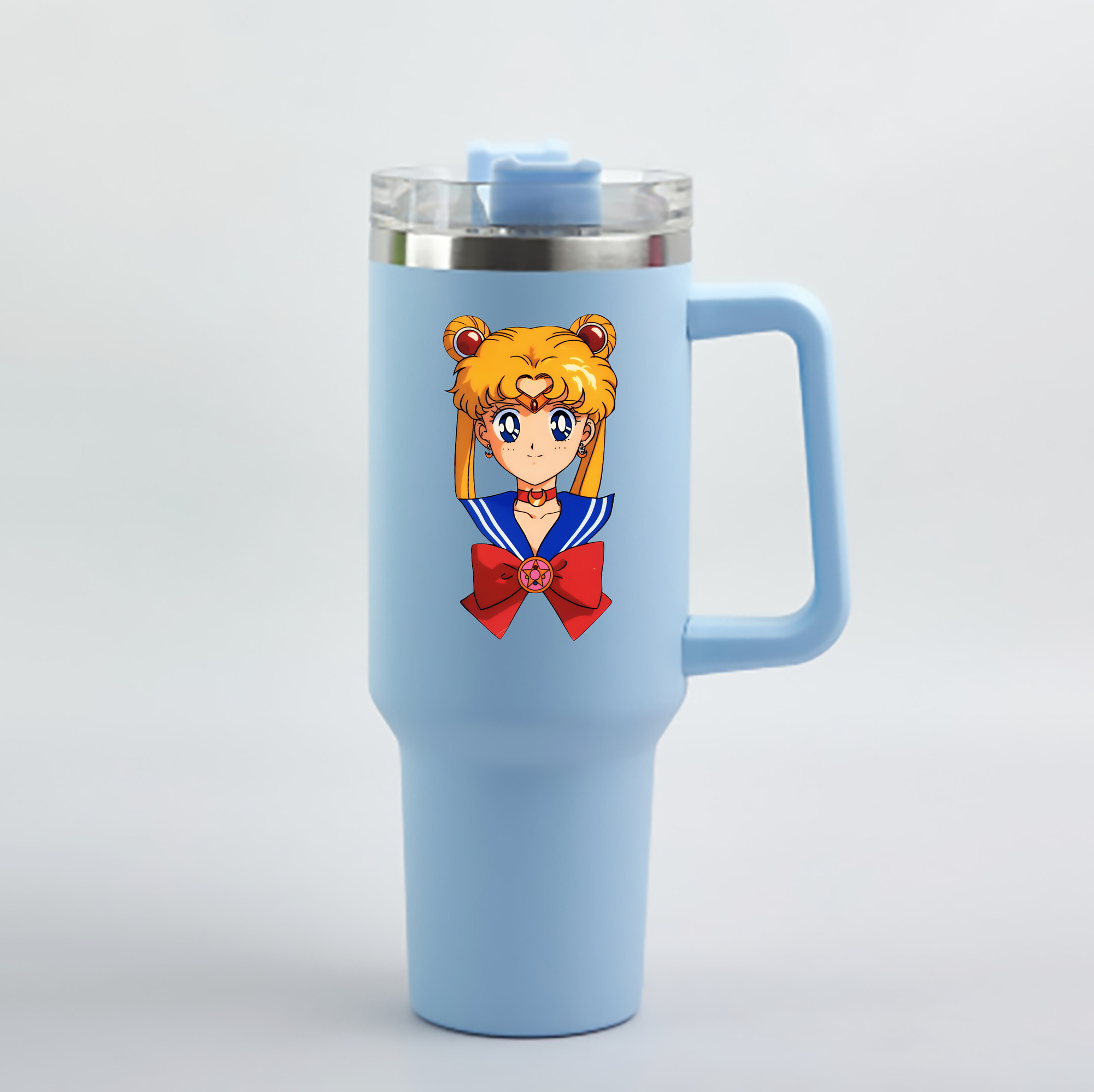 （画像用） 美少女戦士セーラームーン 月野 うさぎ つきの うさぎ Sailor Moon Tsukino Usagi 1200mL車用タンブラー - クリスタルステッカー（プラスチックストロー付き）