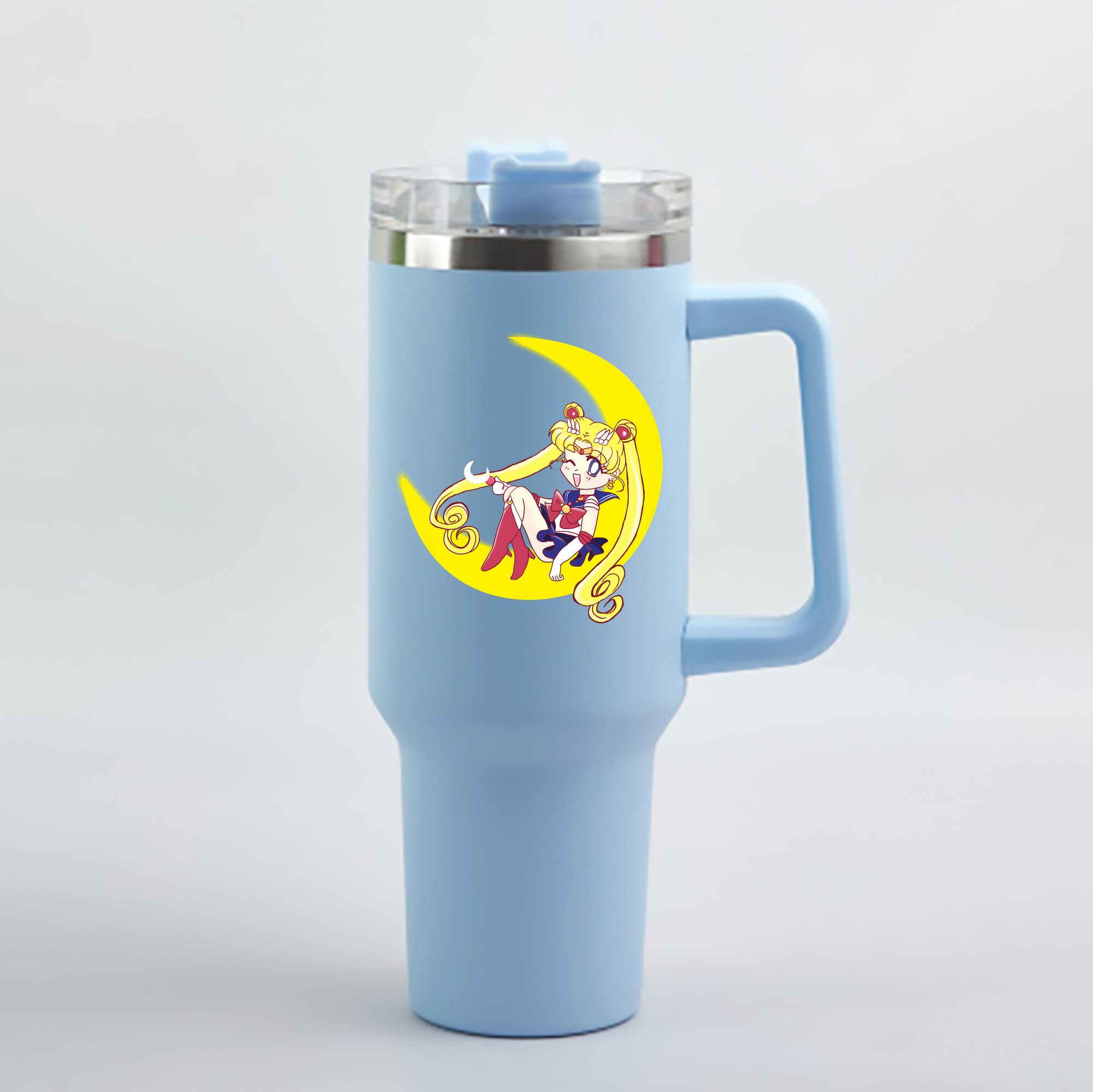 （画像用） 美少女戦士セーラームーン 月野 うさぎ つきの うさぎ Sailor Moon Tsukino Usagi 1200mL車用タンブラー - クリスタルステッカー（プラスチックストロー付き）