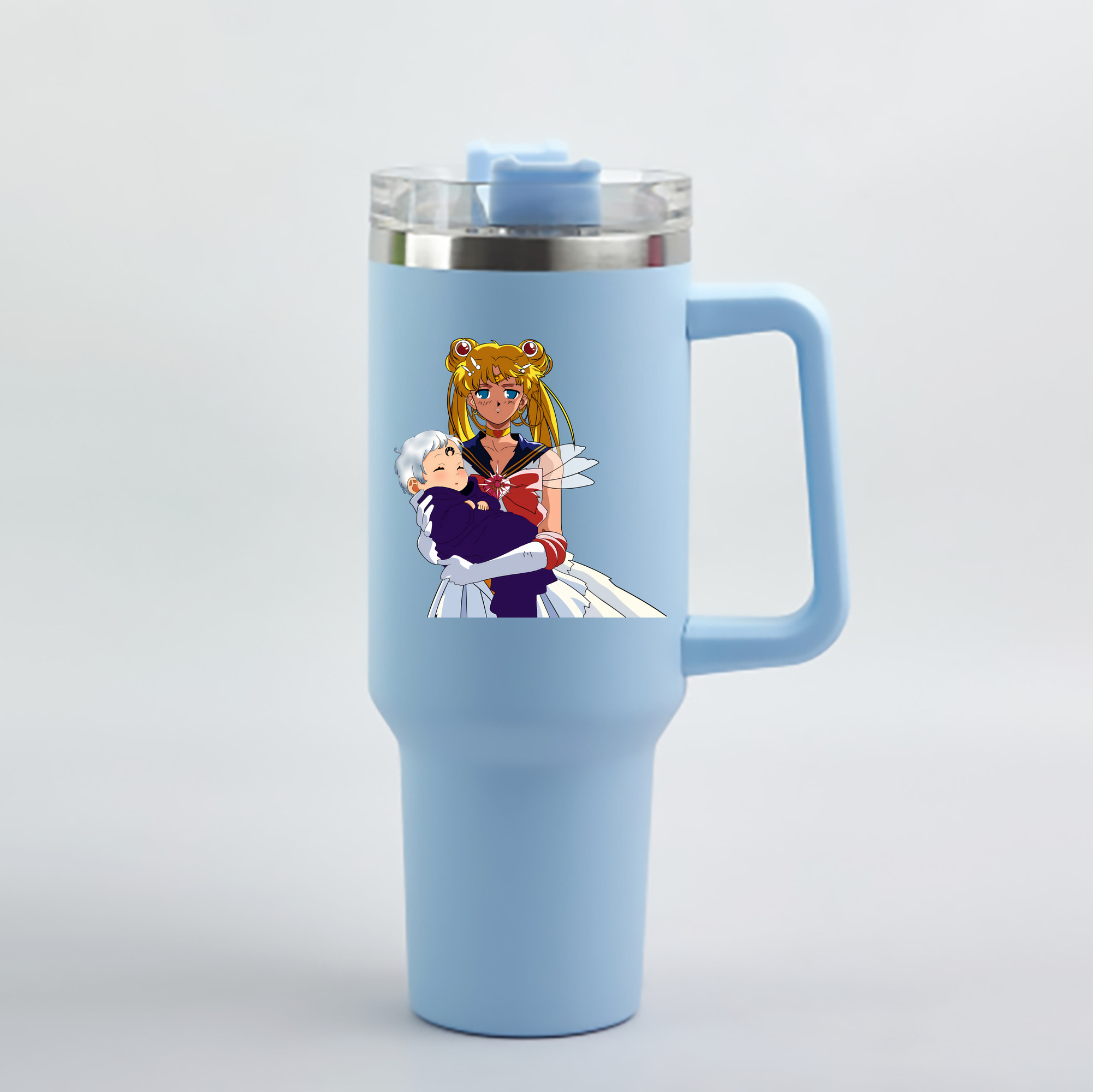 （画像用） 美少女戦士セーラームーン 月野 うさぎ つきの うさぎ Sailor Moon Tsukino Usagi 1200mL車用タンブラー - クリスタルステッカー（プラスチックストロー付き）