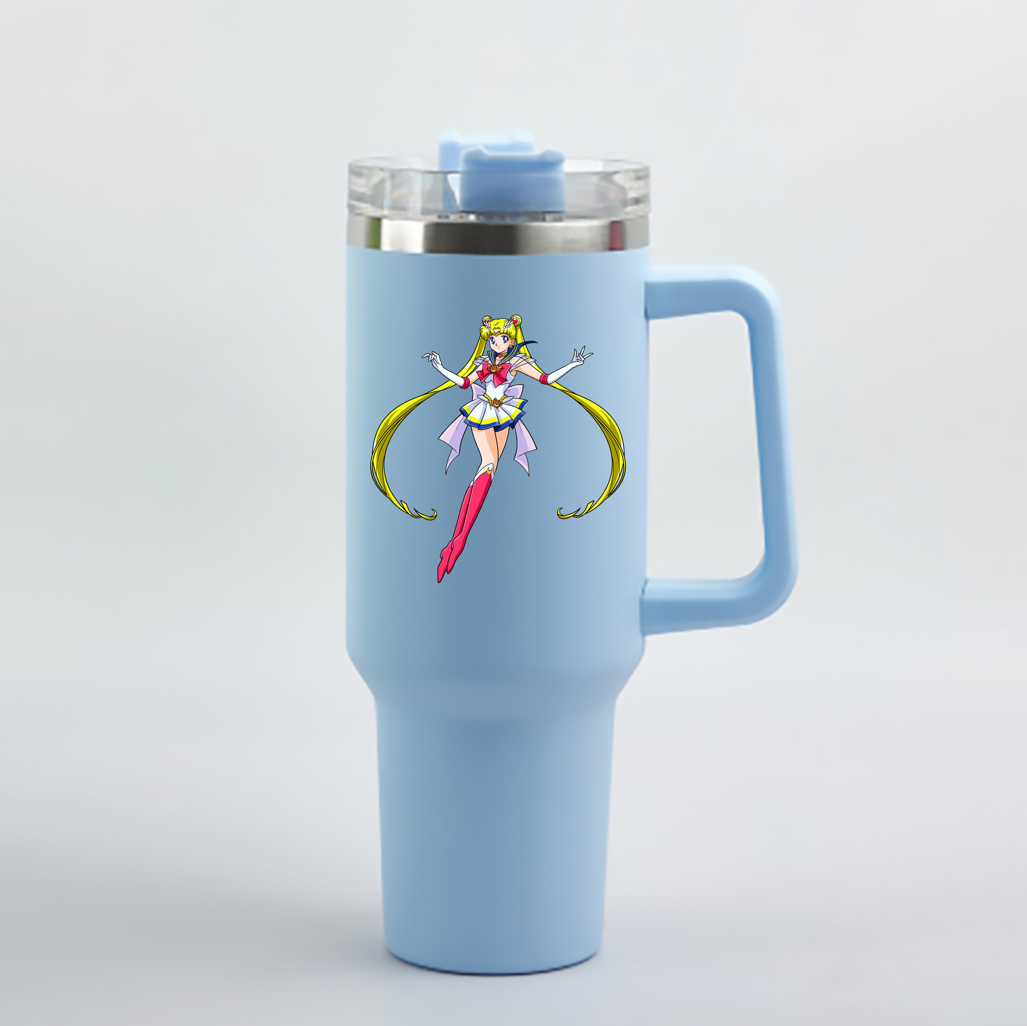 （画像用） 美少女戦士セーラームーン 月野 うさぎ つきの うさぎ Sailor Moon Tsukino Usagi 1200mL車用タンブラー - クリスタルステッカー（プラスチックストロー付き）