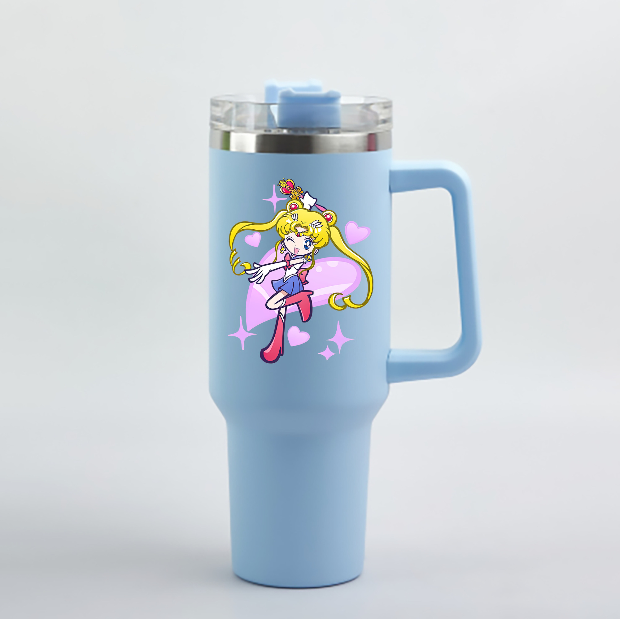 （画像用） 美少女戦士セーラームーン 月野 うさぎ つきの うさぎ Sailor Moon Tsukino Usagi 1200mL車用タンブラー - クリスタルステッカー（プラスチックストロー付き）