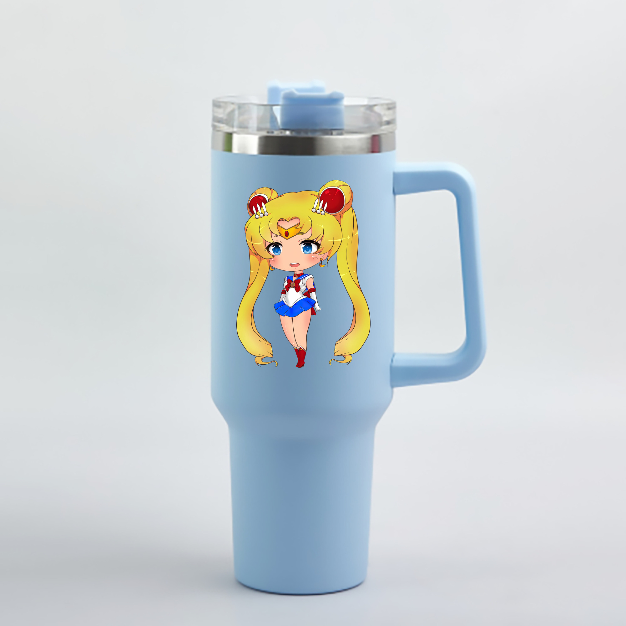 （画像用） 美少女戦士セーラームーン 月野 うさぎ つきの うさぎ Sailor Moon Tsukino Usagi 1200mL車用タンブラー - クリスタルステッカー（プラスチックストロー付き）