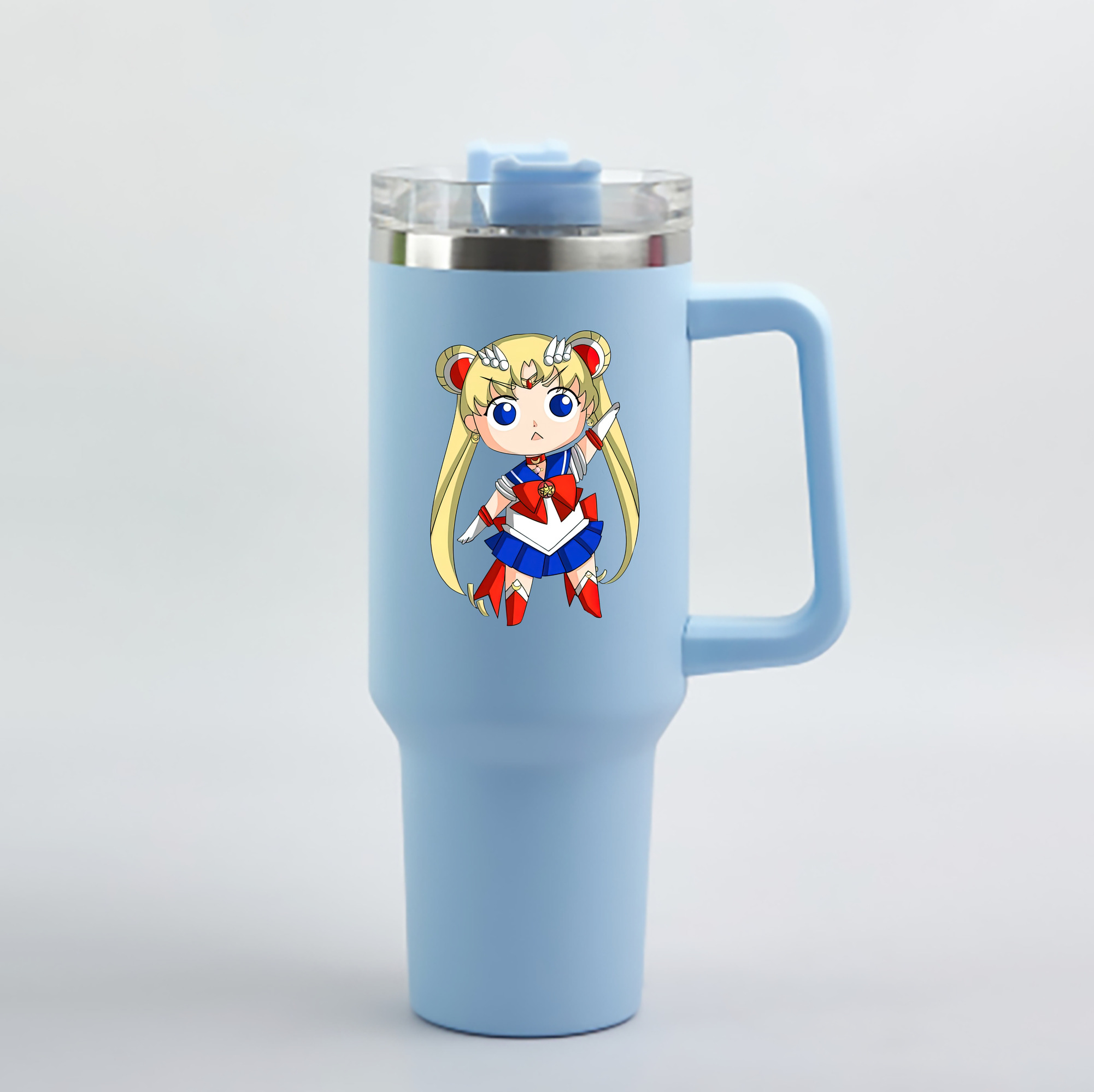 （画像用） 美少女戦士セーラームーン 月野 うさぎ つきの うさぎ Sailor Moon Tsukino Usagi 1200mL車用タンブラー - クリスタルステッカー（プラスチックストロー付き）