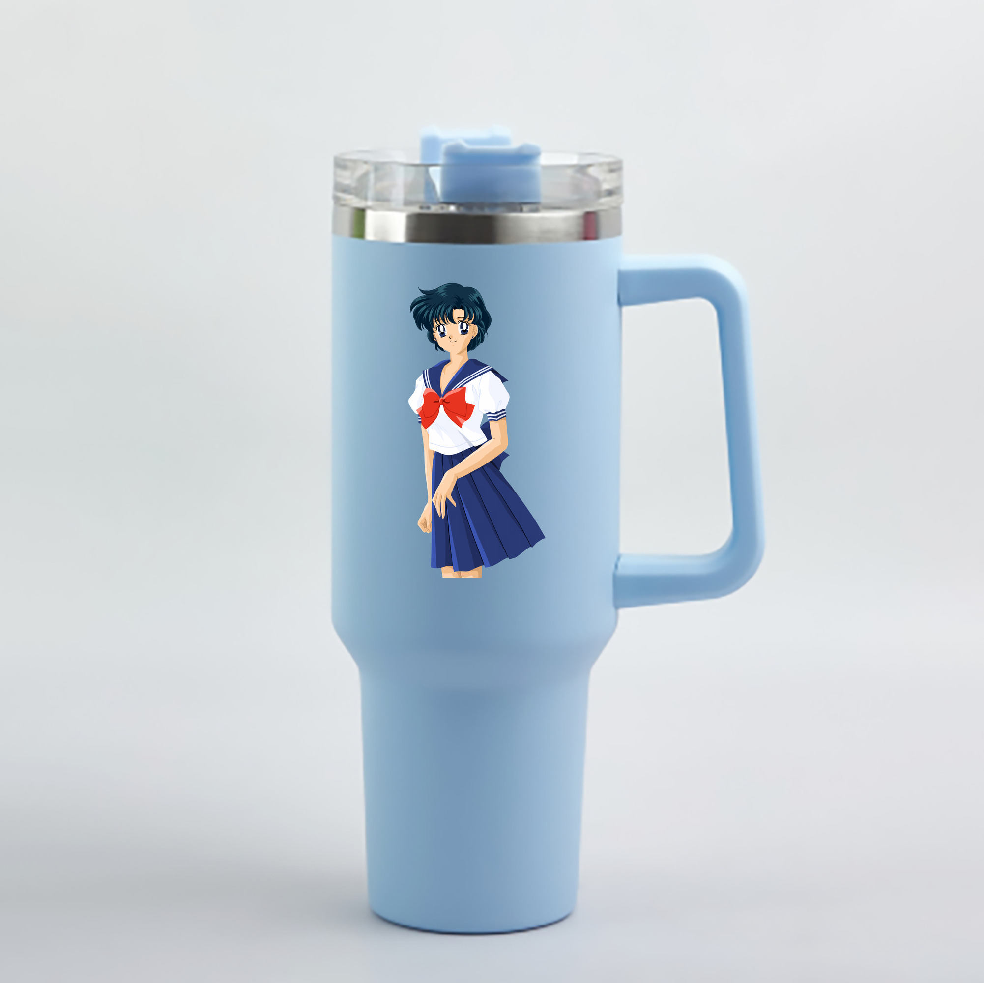 （画像用） 美少女戦士セーラームーン 水野 亜美 みずの あみ Sailor Moon Mizuno Ami 1200mL車用タンブラー - クリスタルステッカー（プラスチックストロー付き）