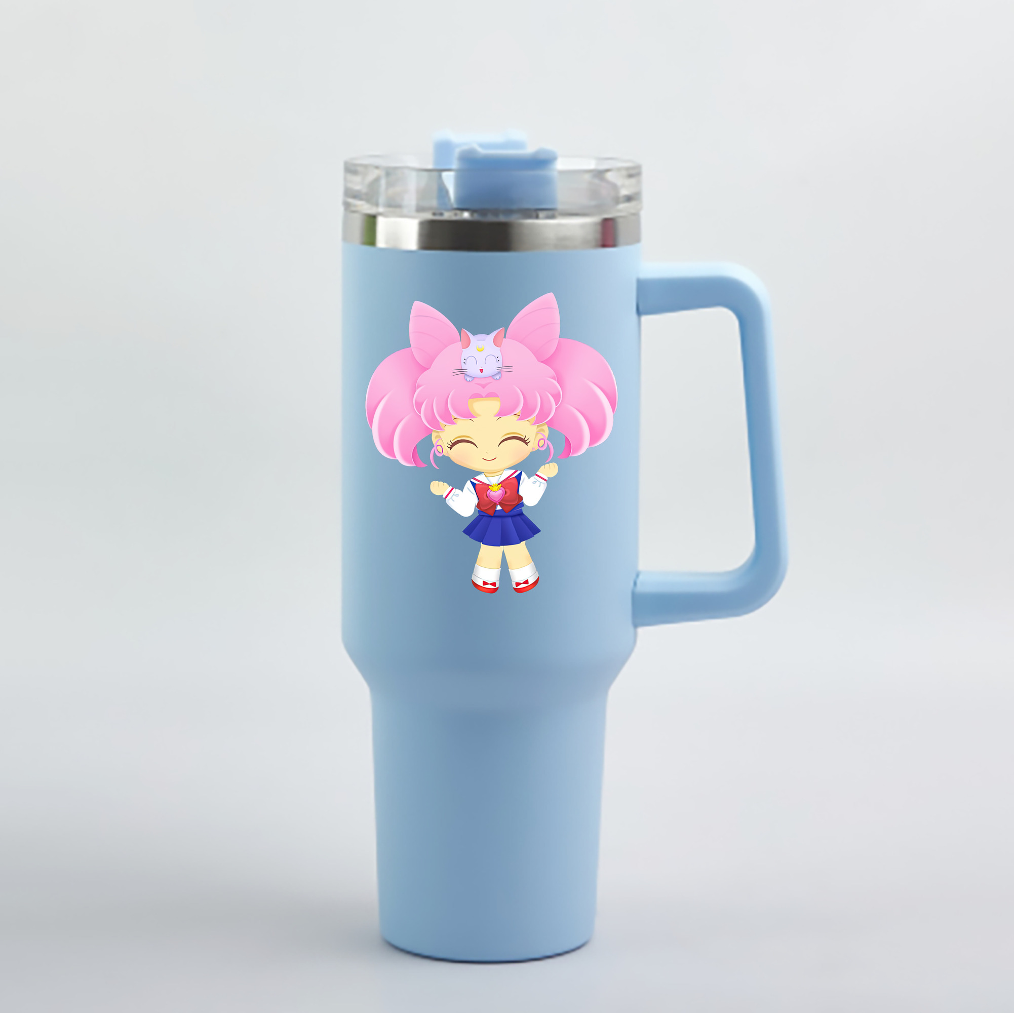 （画像用） 美少女戦士セーラームーン ちびうさ Sailor Moon Chibiusa Tsukino Usagi Small Lady Serenity 1200mL車用タンブラー - クリスタルステッカー（プラスチックストロー付き）