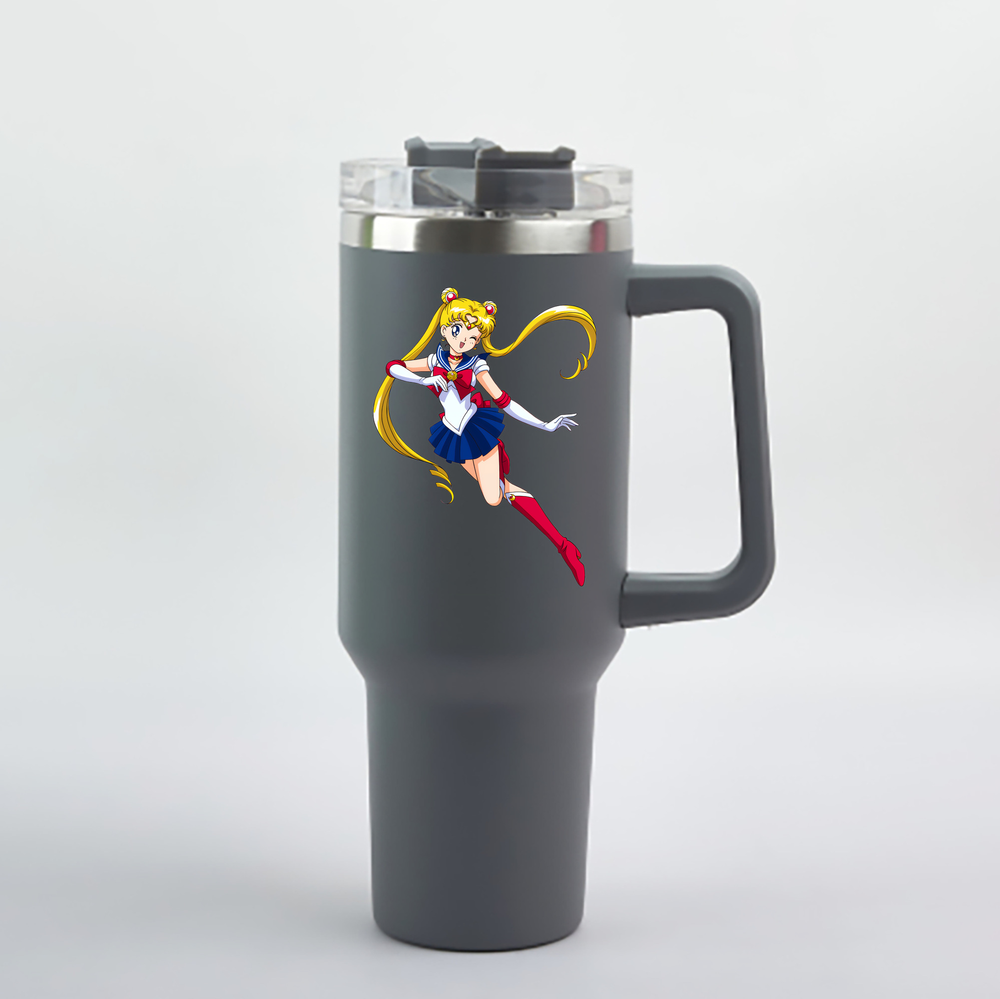 （画像用） 美少女戦士セーラームーン 月野 うさぎ つきの うさぎ Sailor Moon Tsukino Usagi 1200mL車用タンブラー - クリスタルステッカー（プラスチックストロー付き）