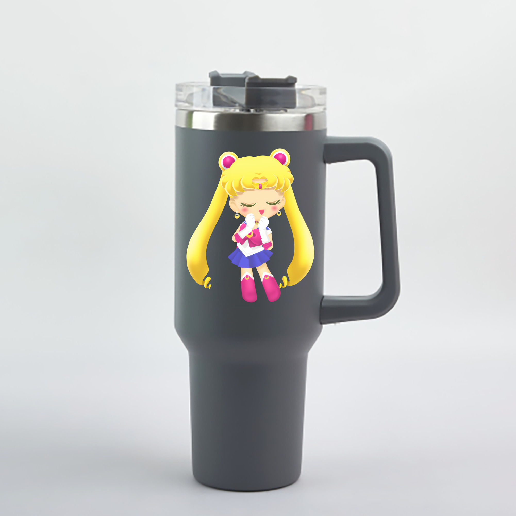 （画像用） 美少女戦士セーラームーン 月野 うさぎ つきの うさぎ Sailor Moon Tsukino Usagi 1200mL車用タンブラー - クリスタルステッカー（プラスチックストロー付き）