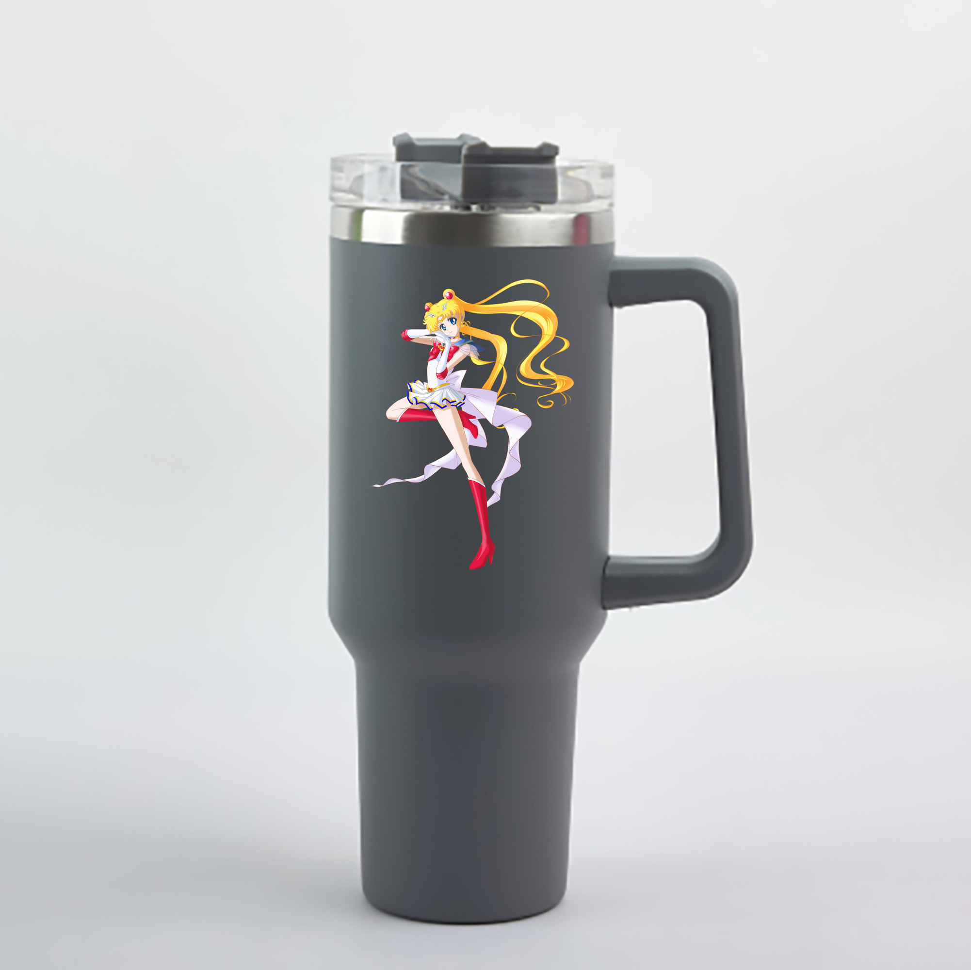 （画像用） 美少女戦士セーラームーン 月野 うさぎ つきの うさぎ Sailor Moon Tsukino Usagi 1200mL車用タンブラー - クリスタルステッカー（プラスチックストロー付き）