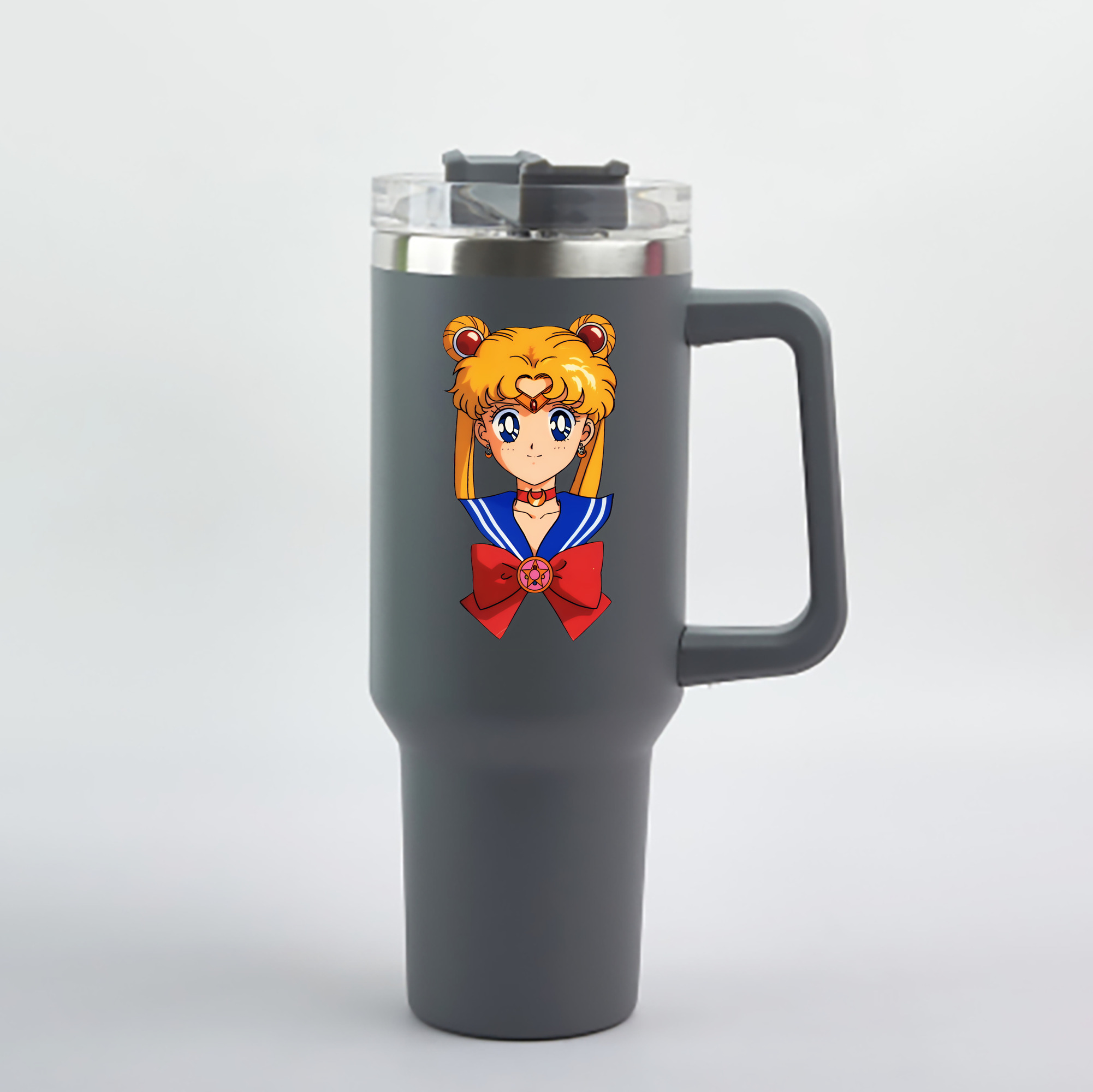 （画像用） 美少女戦士セーラームーン 月野 うさぎ つきの うさぎ Sailor Moon Tsukino Usagi 1200mL車用タンブラー - クリスタルステッカー（プラスチックストロー付き）
