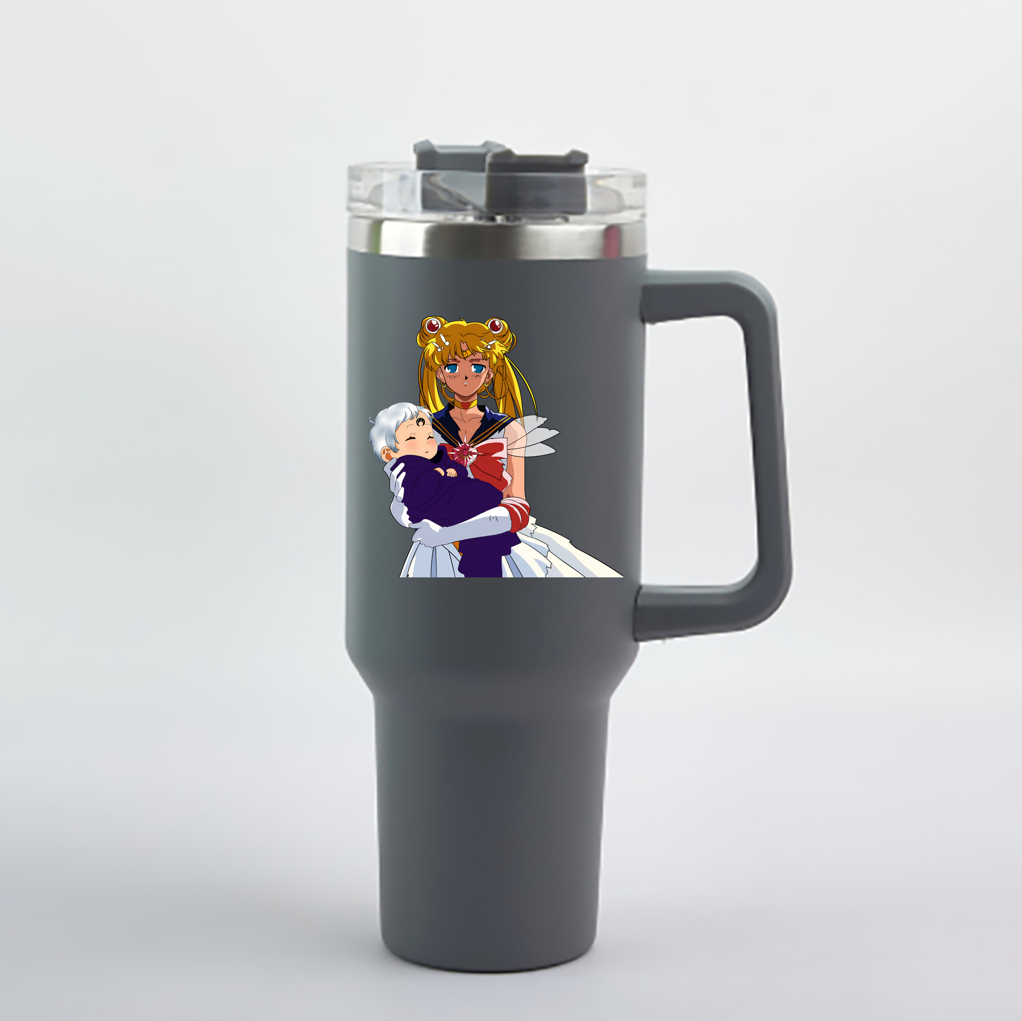 （画像用） 美少女戦士セーラームーン 月野 うさぎ つきの うさぎ Sailor Moon Tsukino Usagi 1200mL車用タンブラー - クリスタルステッカー（プラスチックストロー付き）