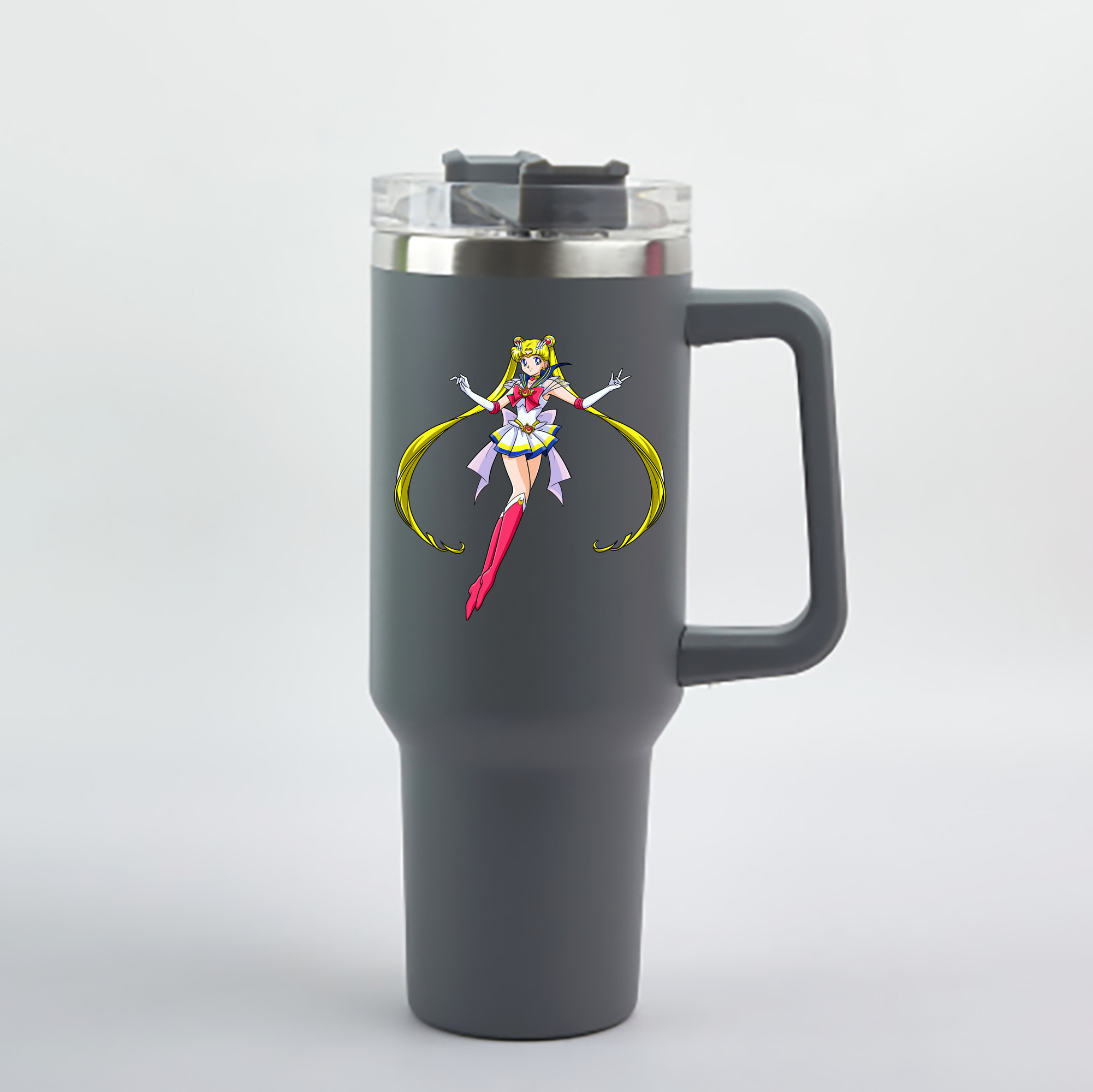 （画像用） 美少女戦士セーラームーン 月野 うさぎ つきの うさぎ Sailor Moon Tsukino Usagi 1200mL車用タンブラー - クリスタルステッカー（プラスチックストロー付き）