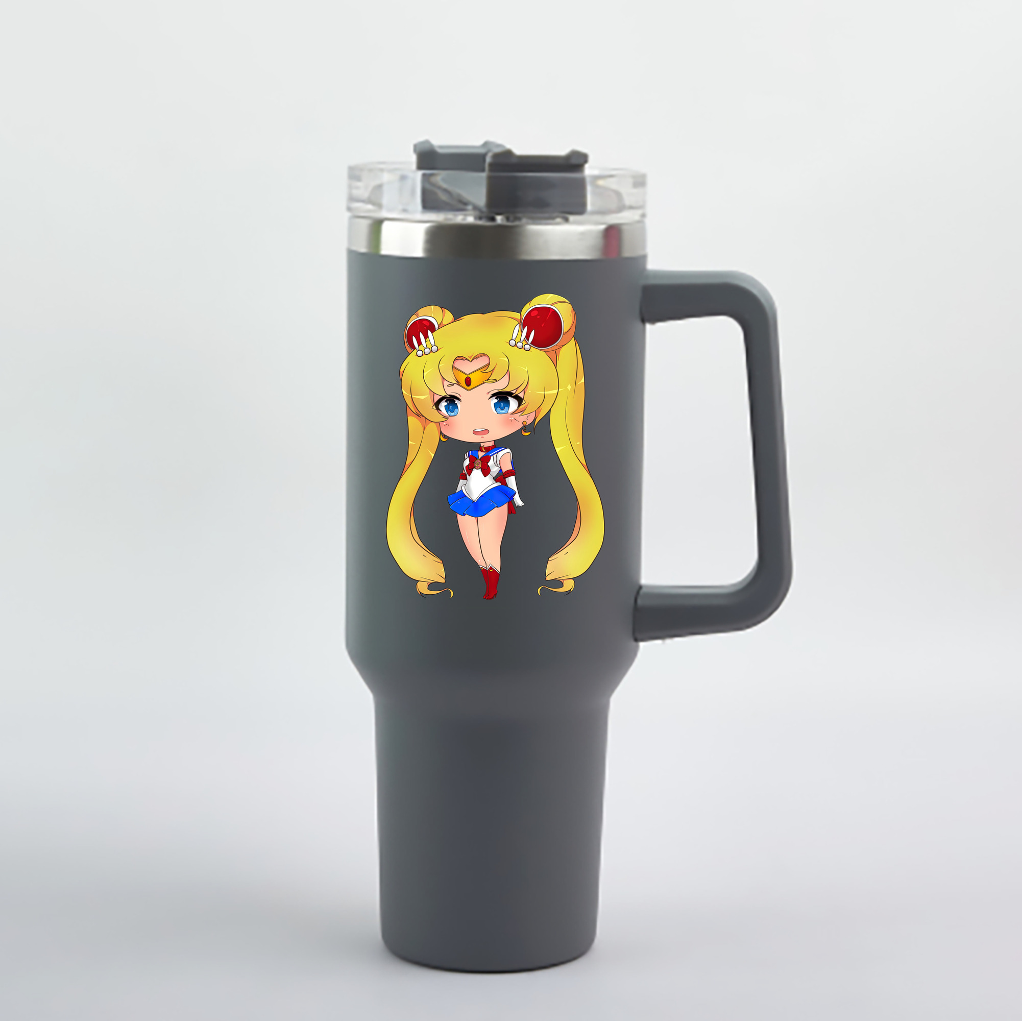 （画像用） 美少女戦士セーラームーン 月野 うさぎ つきの うさぎ Sailor Moon Tsukino Usagi 1200mL車用タンブラー - クリスタルステッカー（プラスチックストロー付き）